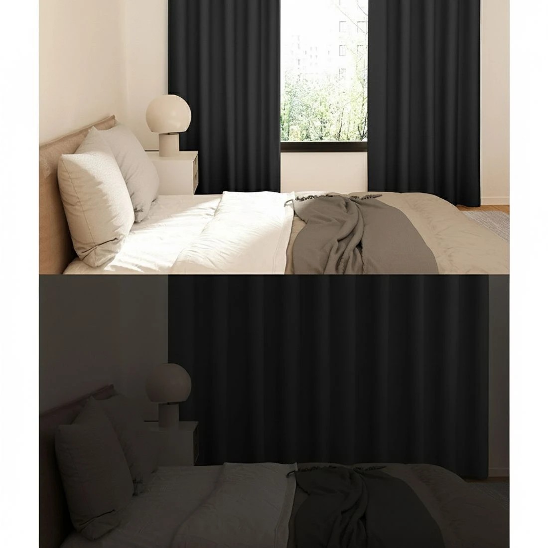 3 Artiss 2X Blockout Curtains Eyelet 180x213cm - Black, 3 of 6