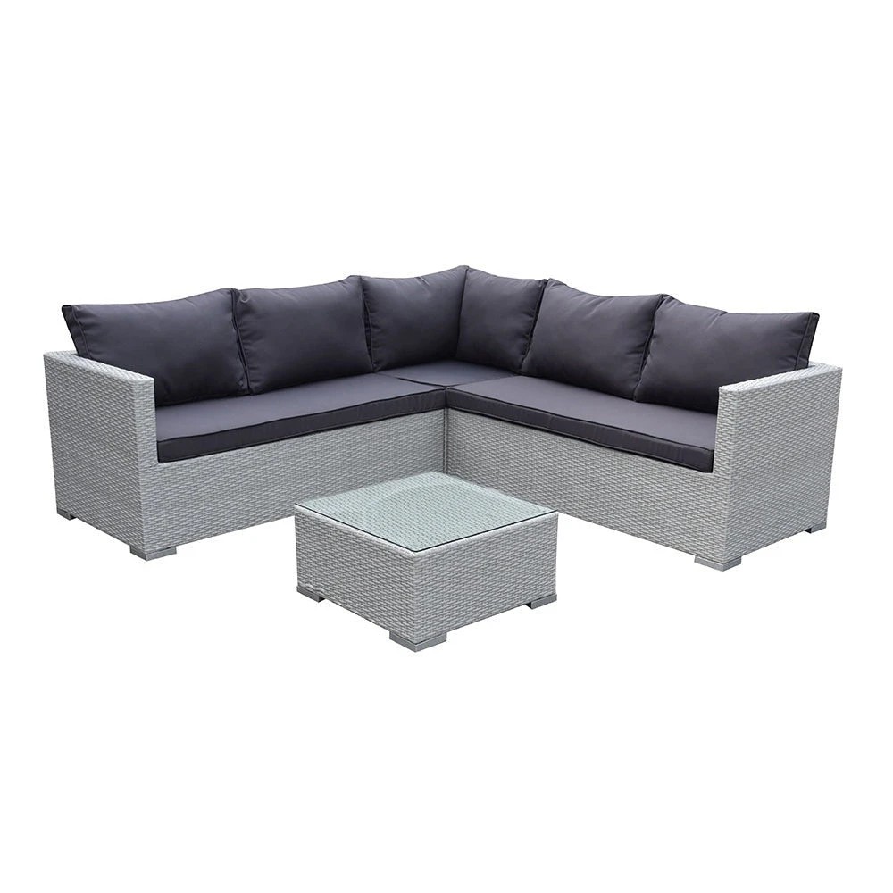 1 Elora 4pc Lounge Set Outdoor Sofa Furniture Rattan Wicker Corner W Table Garden Patio, 1 of 9