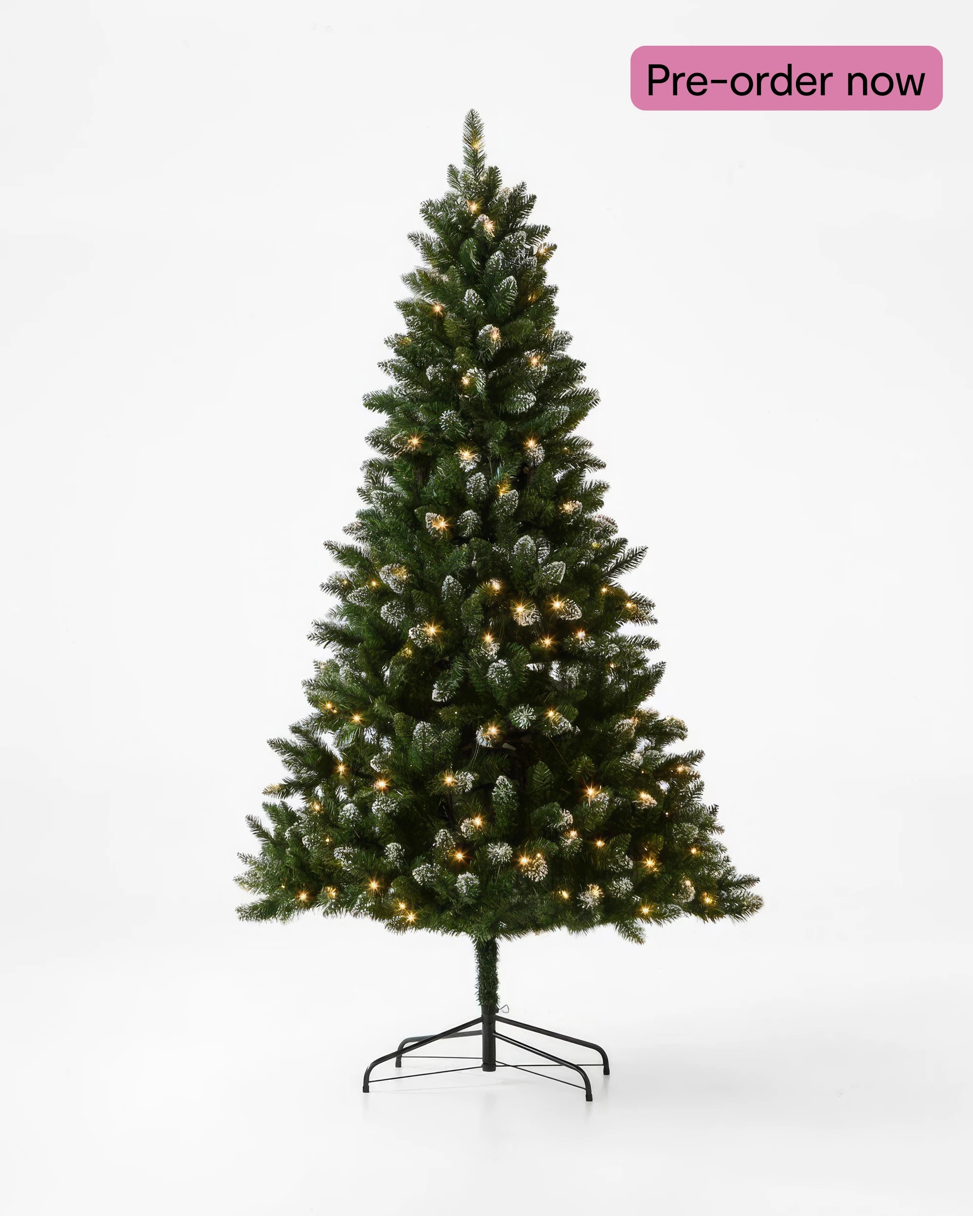 1 2.13m (7ft.) Flocked Pine Prelit Christmas Tree, 1 of 7