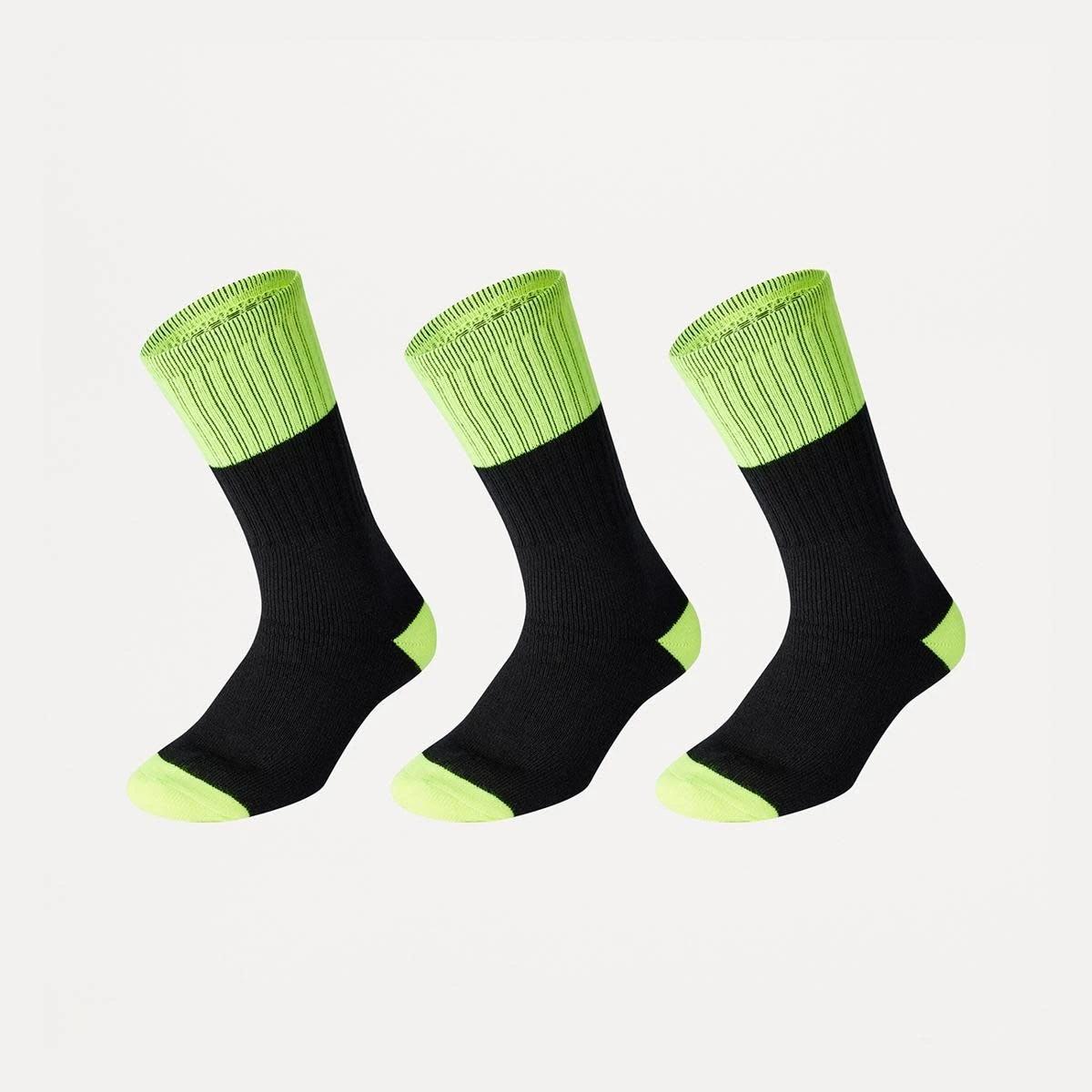 1 3 Pack Work Socks BLACK YELLOW TOP, 1 of 3