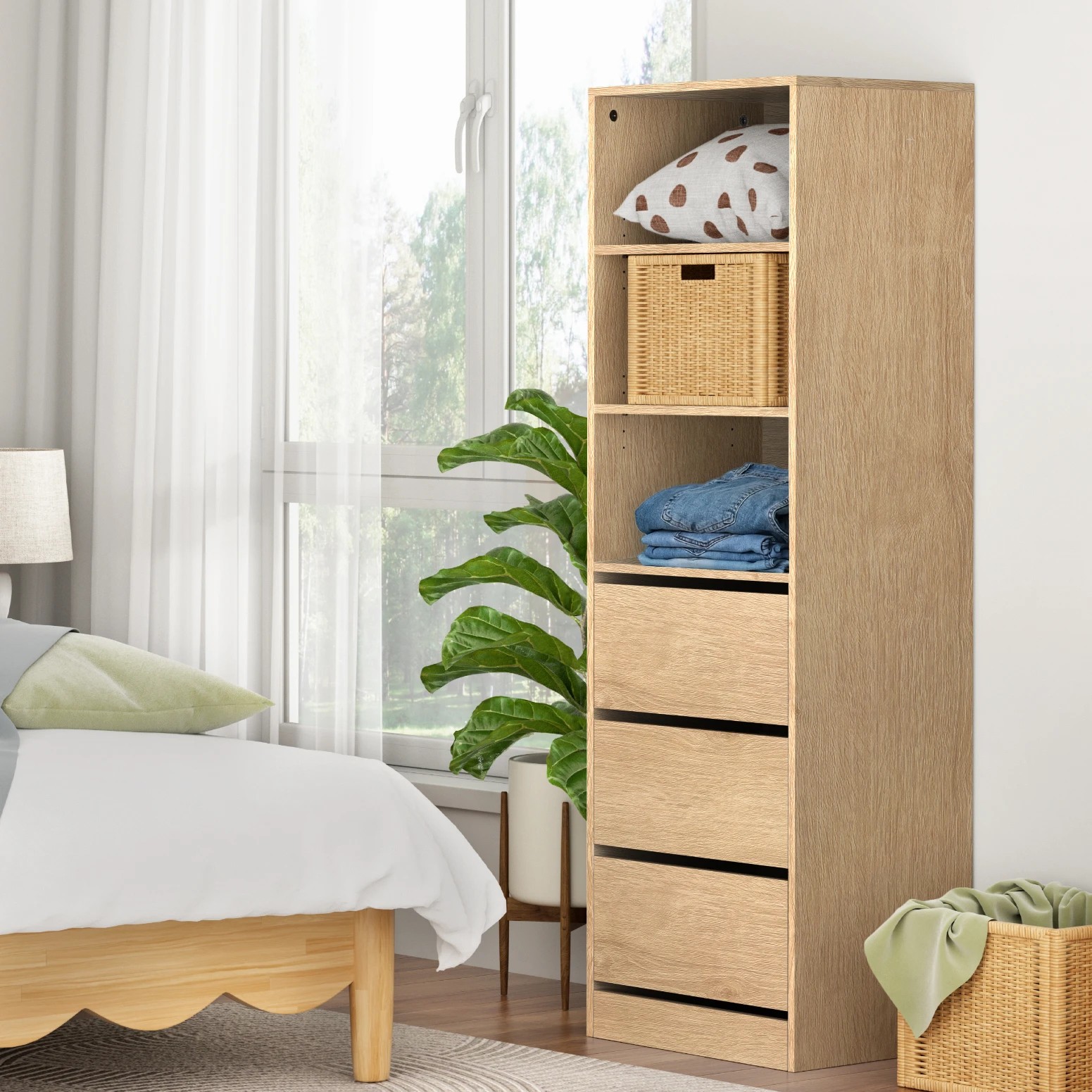 5 Artiss 3 Chest of Drawers Tallboy Cabinet - Natural, 5 of 9