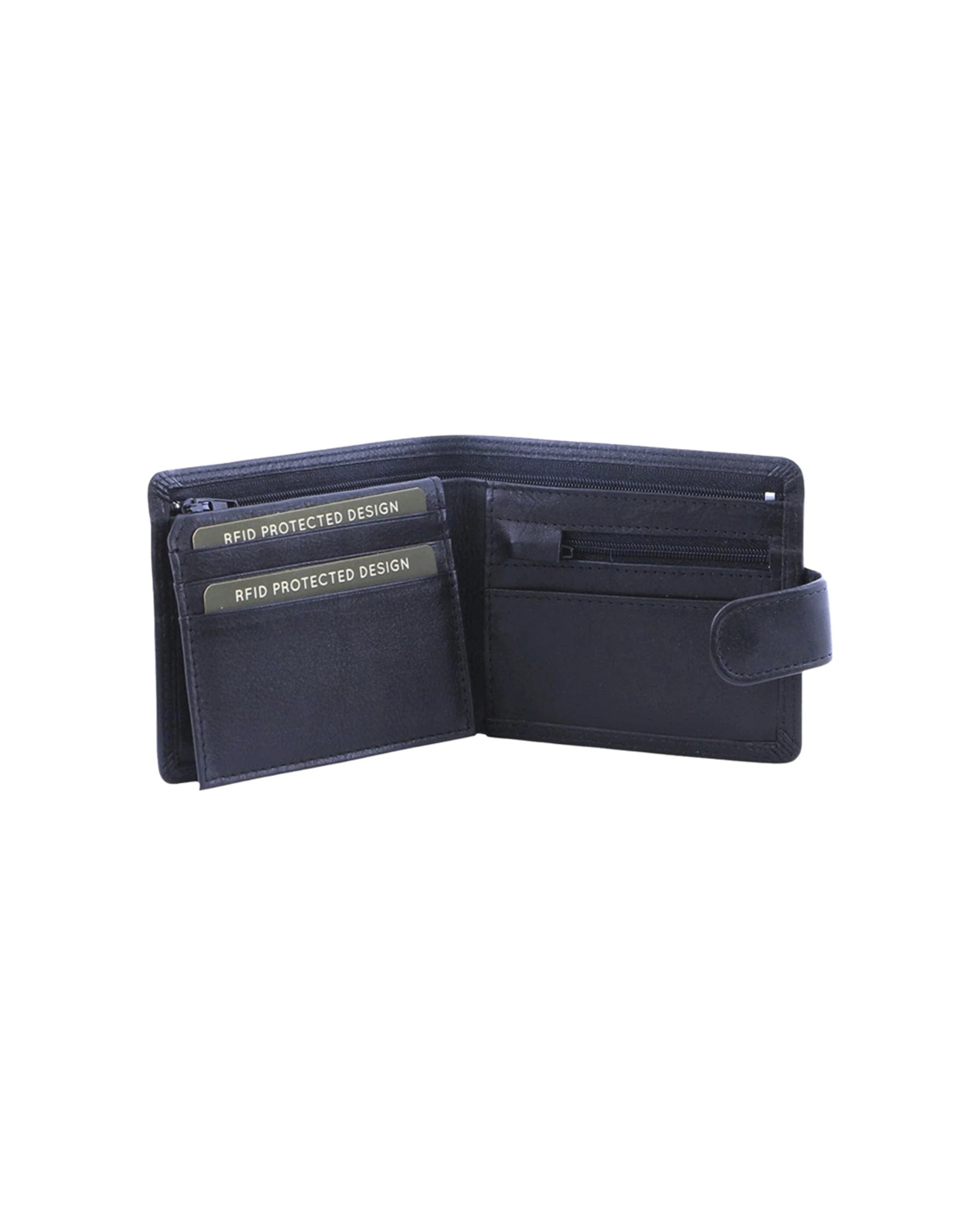 2 Milleni Men's Leather Tab Cash/Card RFID Protected Wallet 11x9.5cm Navy - Blue, 2 of 3