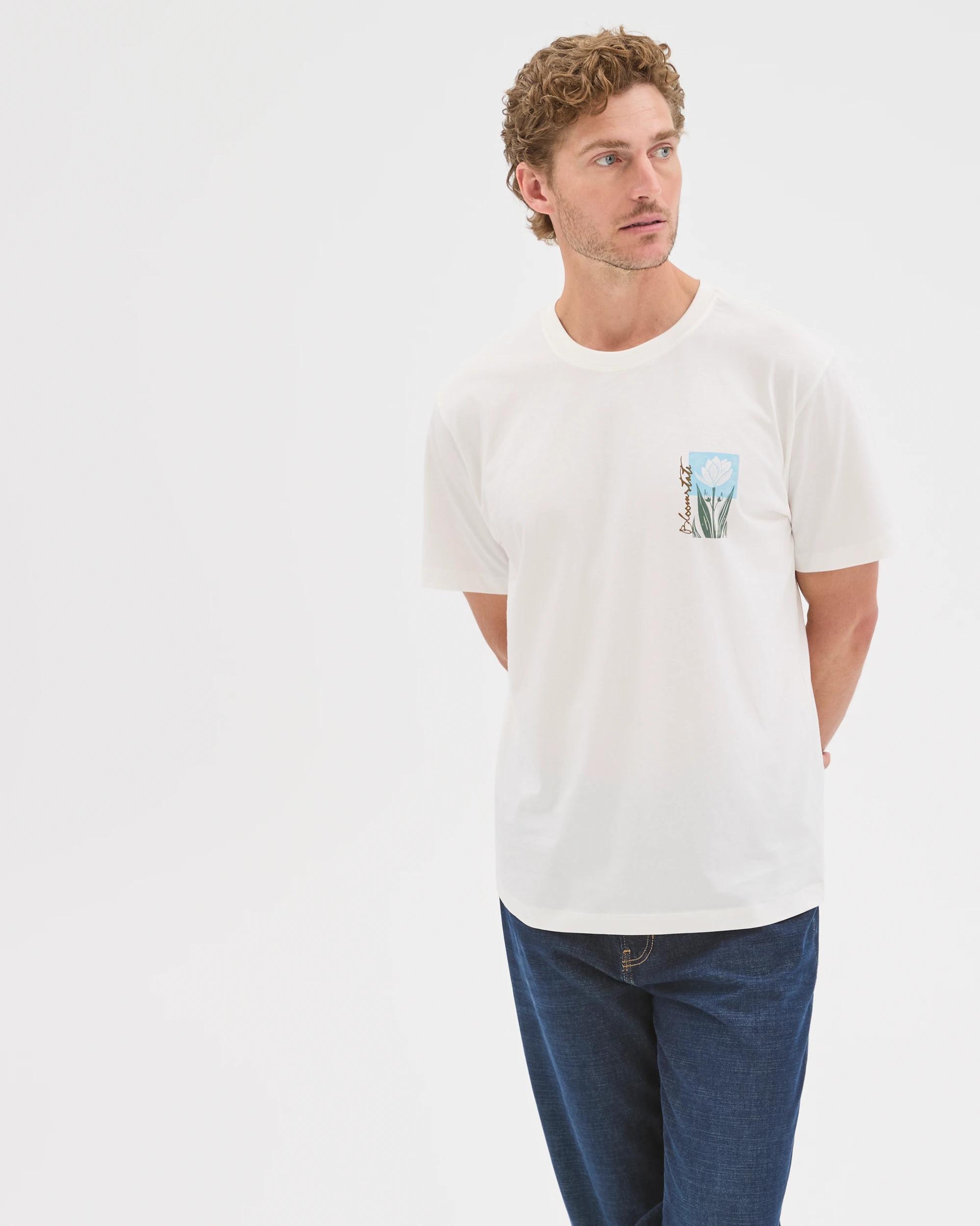 1 Target Man Australian Cotton Bloomstate Print T-Shirt OFF WHITE, 1 of 7