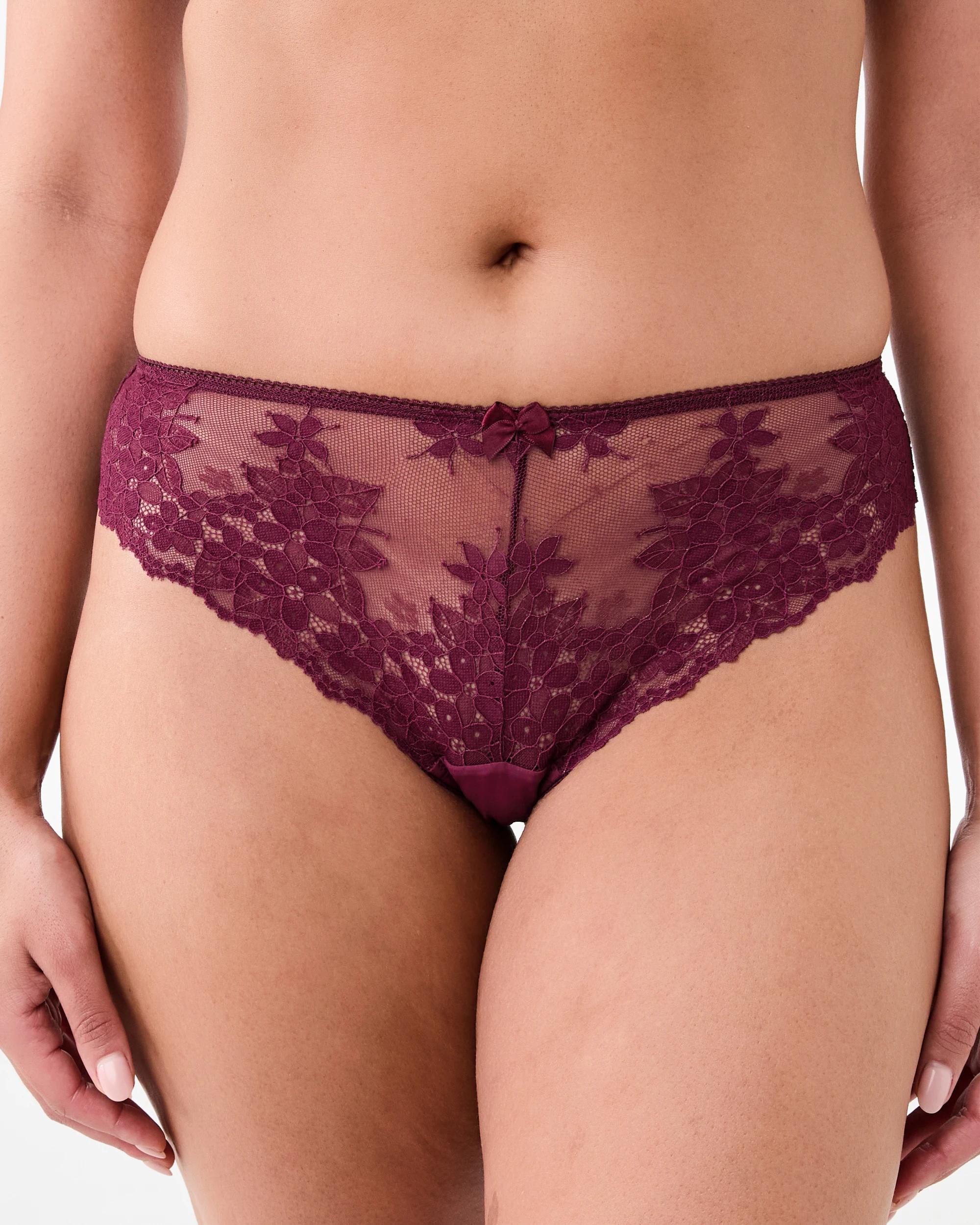 1 Co-ordinated Lace Cheeky Bikini Briefs Velvet Red, 1 of 6