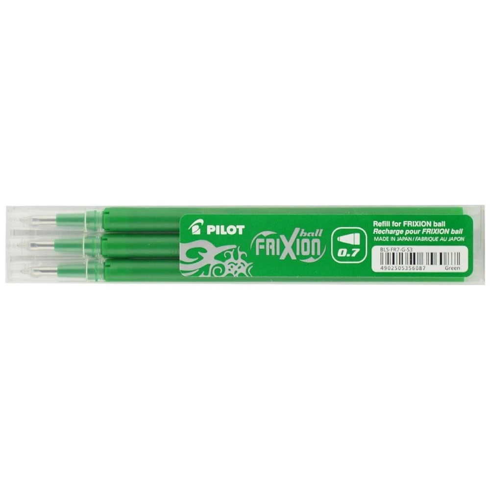 1 PILOT Frixion Erasable Gel Ink Refill 0.7mm Green 3 Pack, 1 of 3
