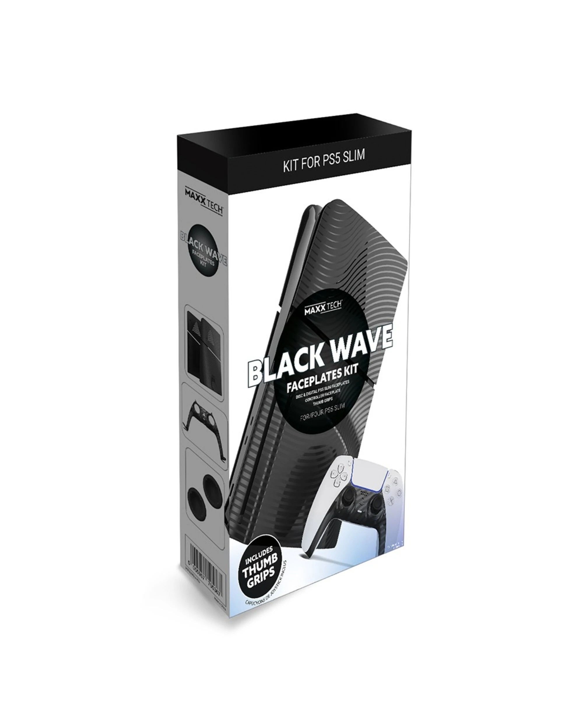 3 Maxx Tech PS5 Slim Console and Controller Faceplates & Thumb Grips - Black Wave - Black, 3 of 3