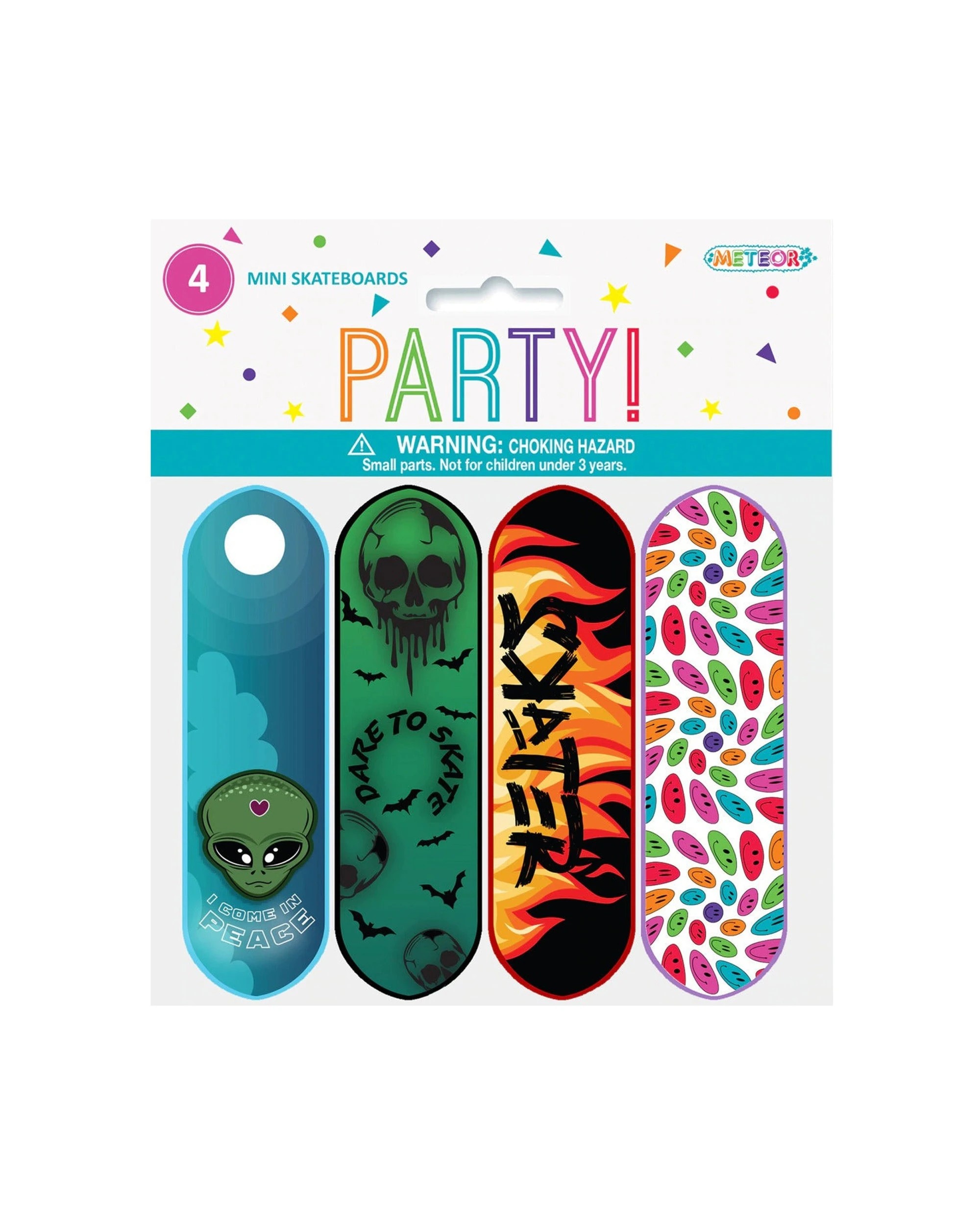 1 Meteor Party 4pc Mini Skateboards Favours Set for Kids - Multi, 1 of 1
