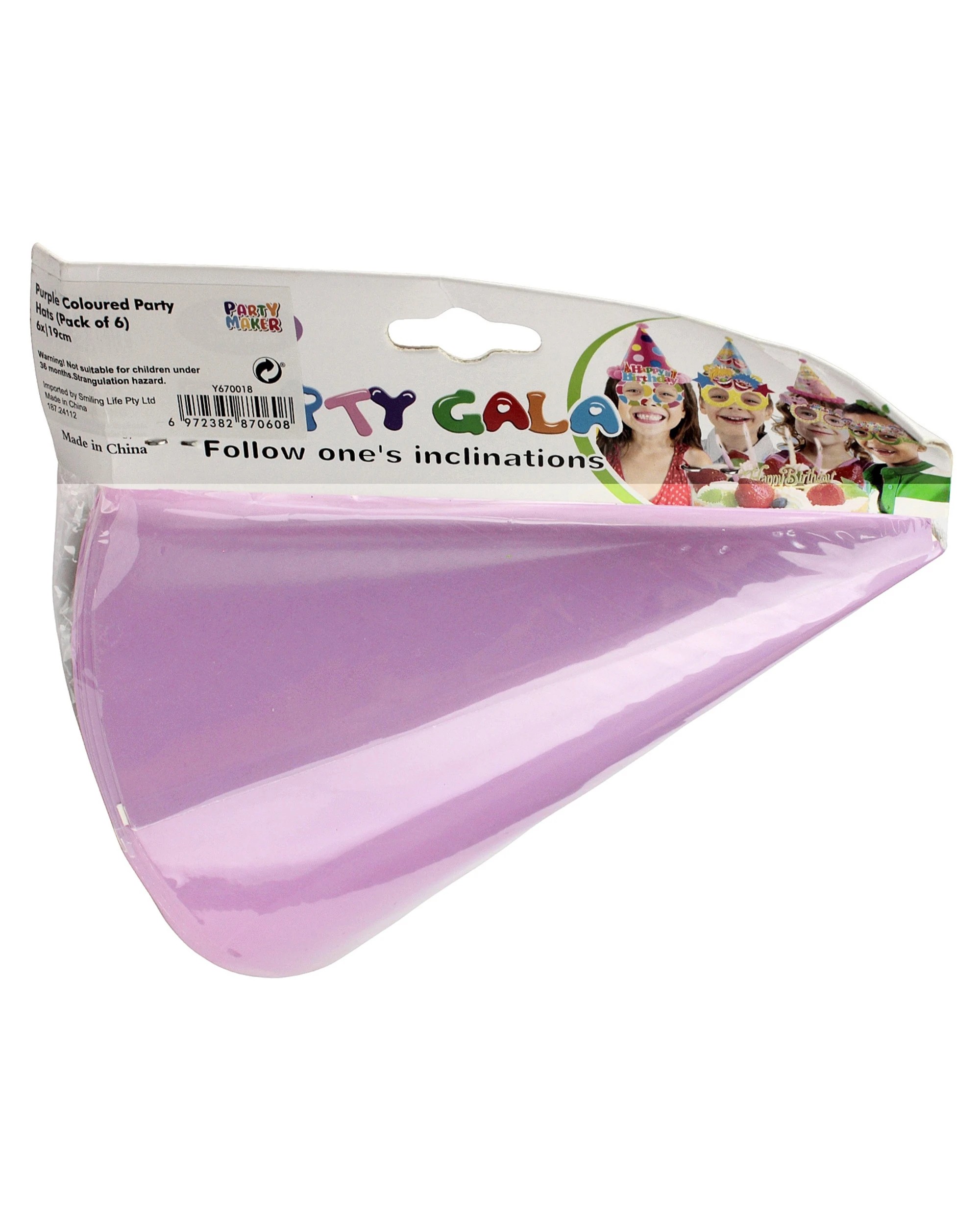 3 Party Maker Lavender Coloured Party Hats Pack of 6 - Purple, 3 of 3