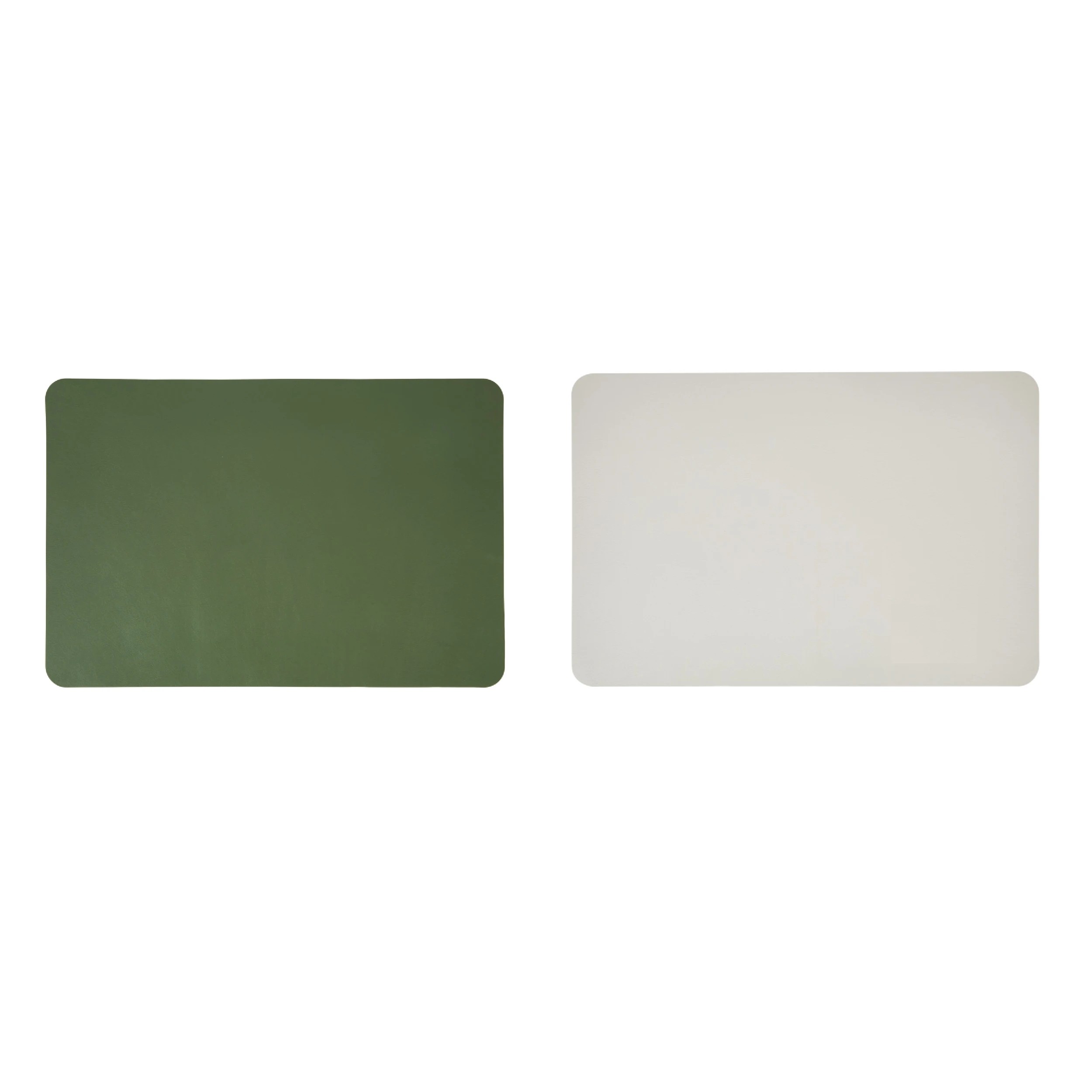 1 Leather Look Reversible Placemat - Taupe and Green, 1 of 4