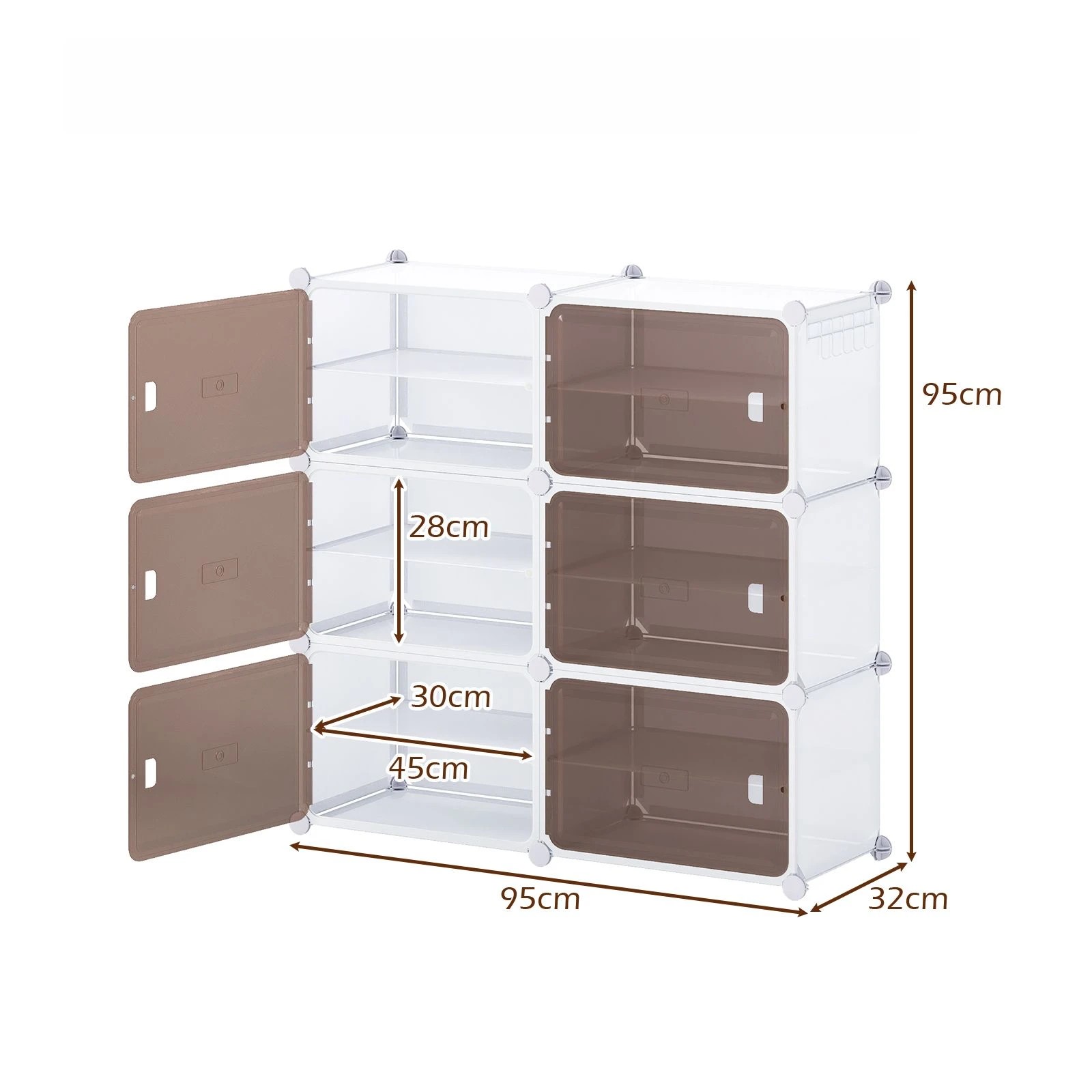4 Costway Shoe Rack 6 Tier Shoe Storage Cabinet w/Removable Shelves Hooks Closet Organizer, 4 of 5