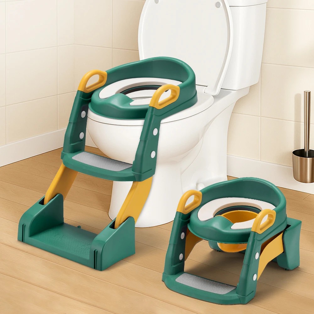 3 PlayPals Kids Potty Trainer Seat Chair Toddler Training Stool with Ladder - Green, 3 of 3