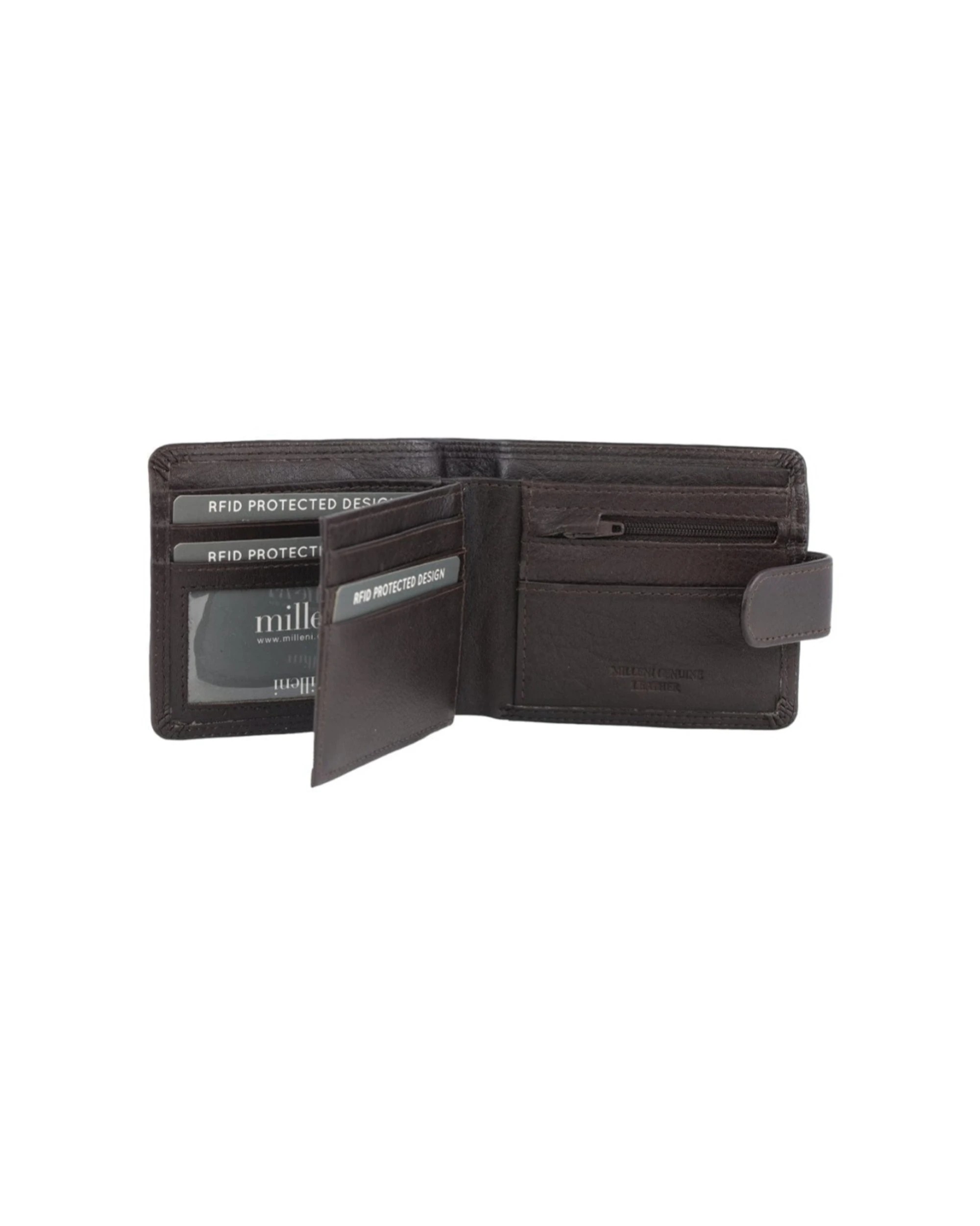 2 Milleni Men's Leather Wallet Accessory With Strap RFID Protected Soft - Brown, 2 of 2