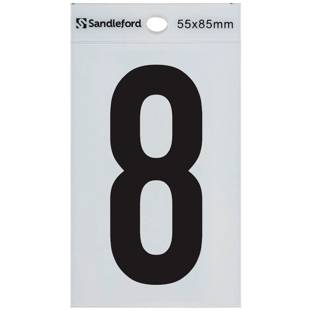 1 Sandleford 8 Self-adhesive Numeral White 85mm, 1 of 1