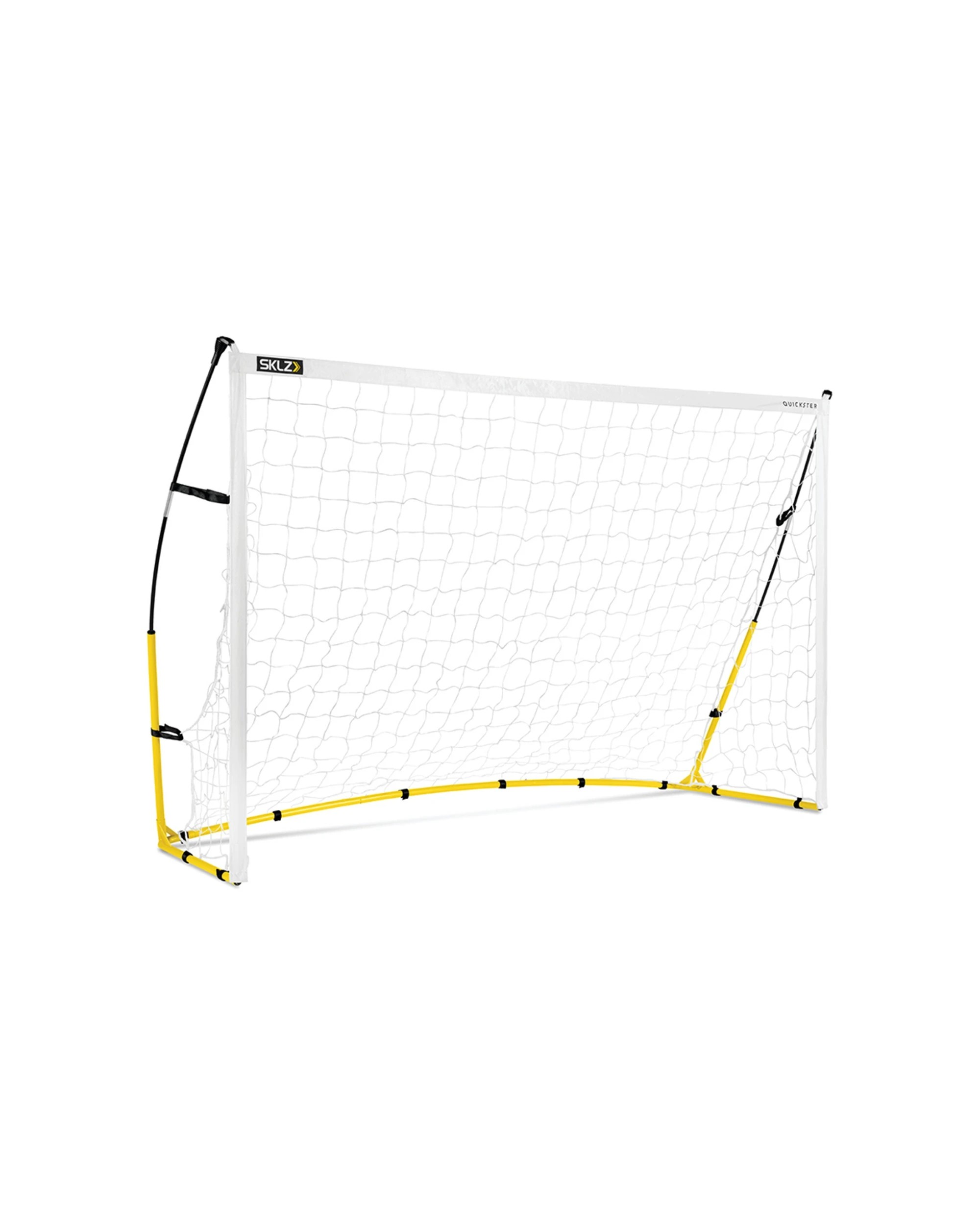 1 Sklz 8' Quickster Soccer Goal Tension-Tite Frame Durable Portable Training Goal Set - White, 1 of 5