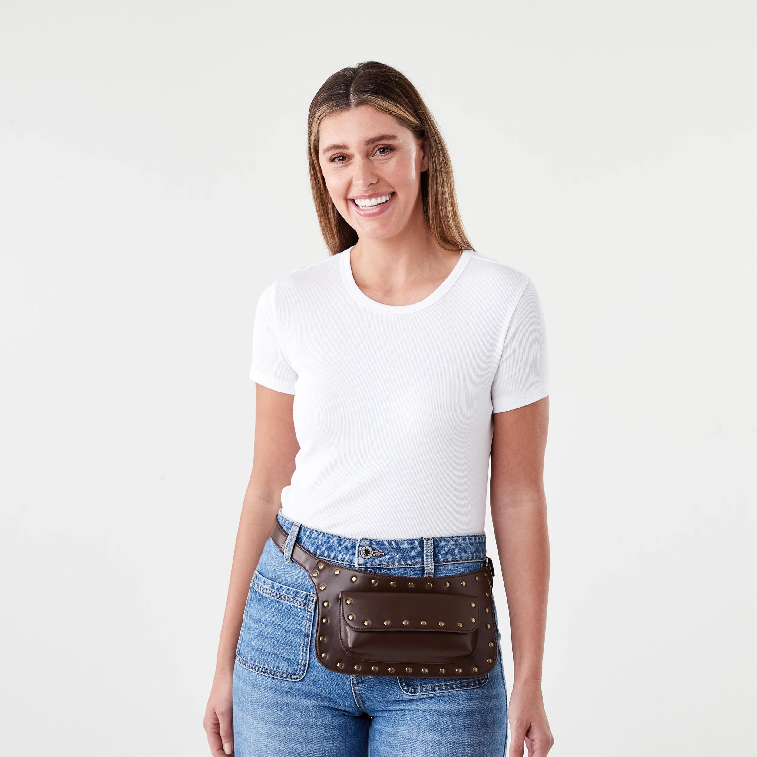 7 Studded Belt Bag Choc Plum, 7 of 8