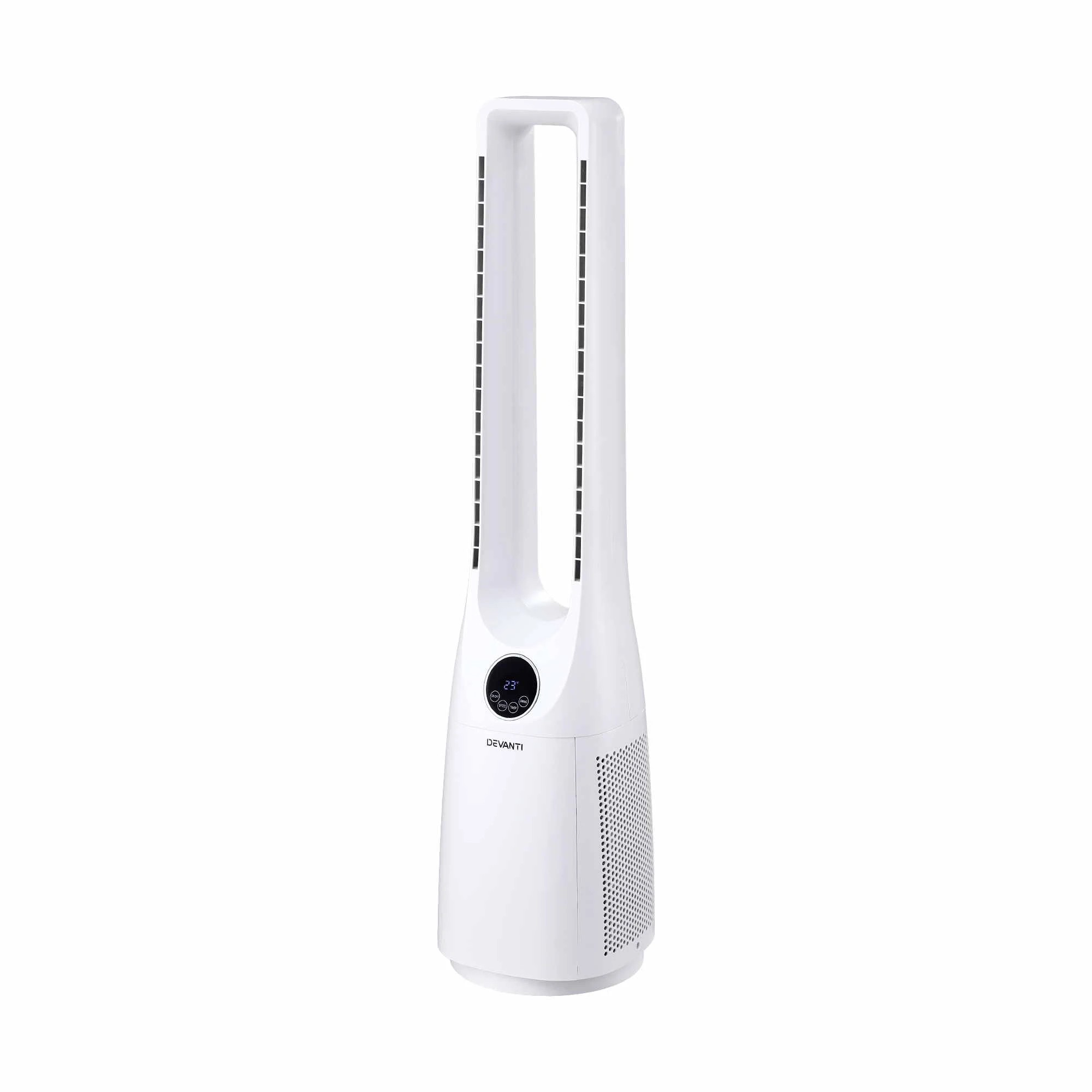 1 Devanti Bladeless Tower Fan 100cm 2-in-1 Cooling Airflow Purifying Remote - White, 1 of 9