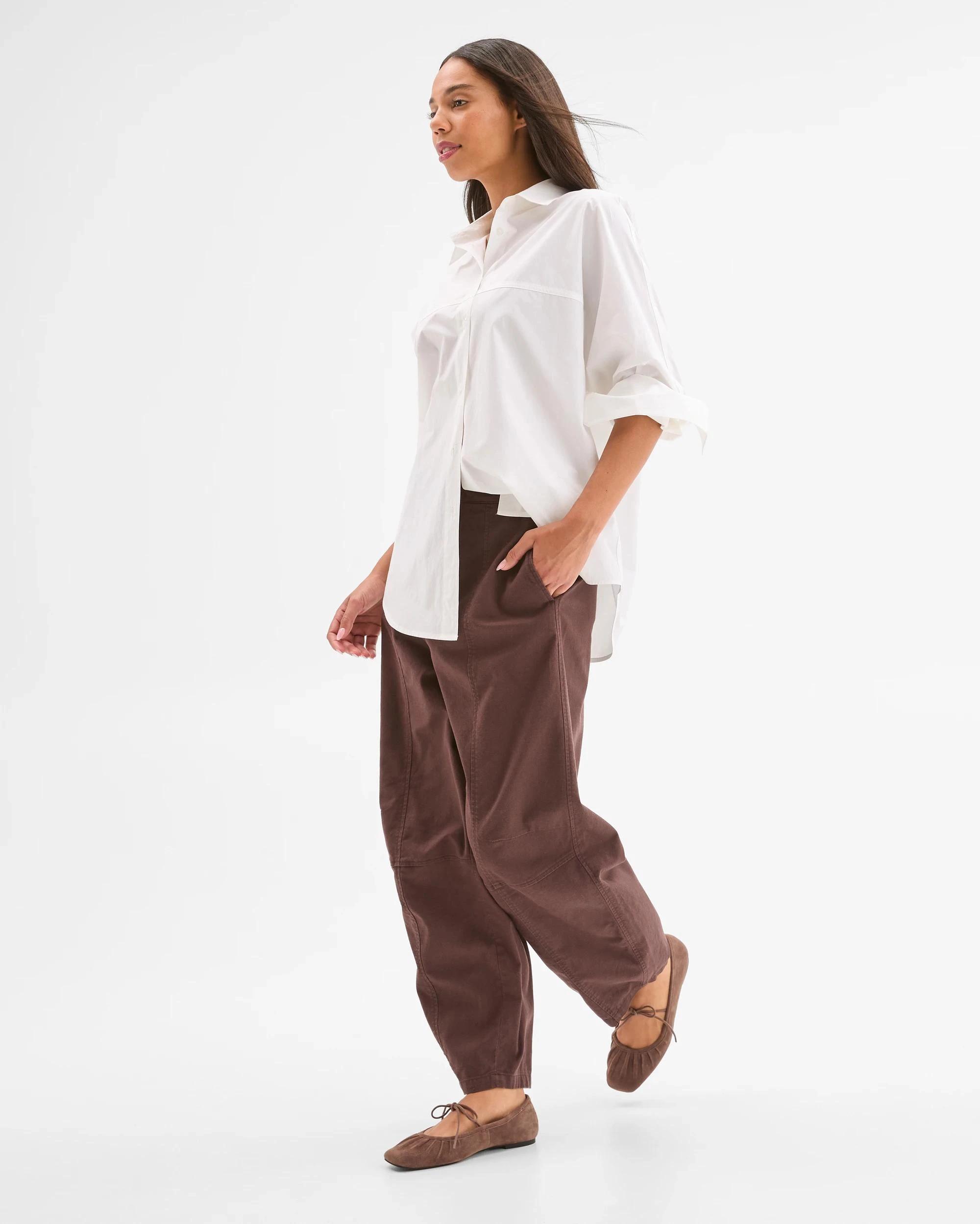 6 Target Australian Cotton Blend Soft Barrel Leg Pants BRUNETTE, 6 of 8