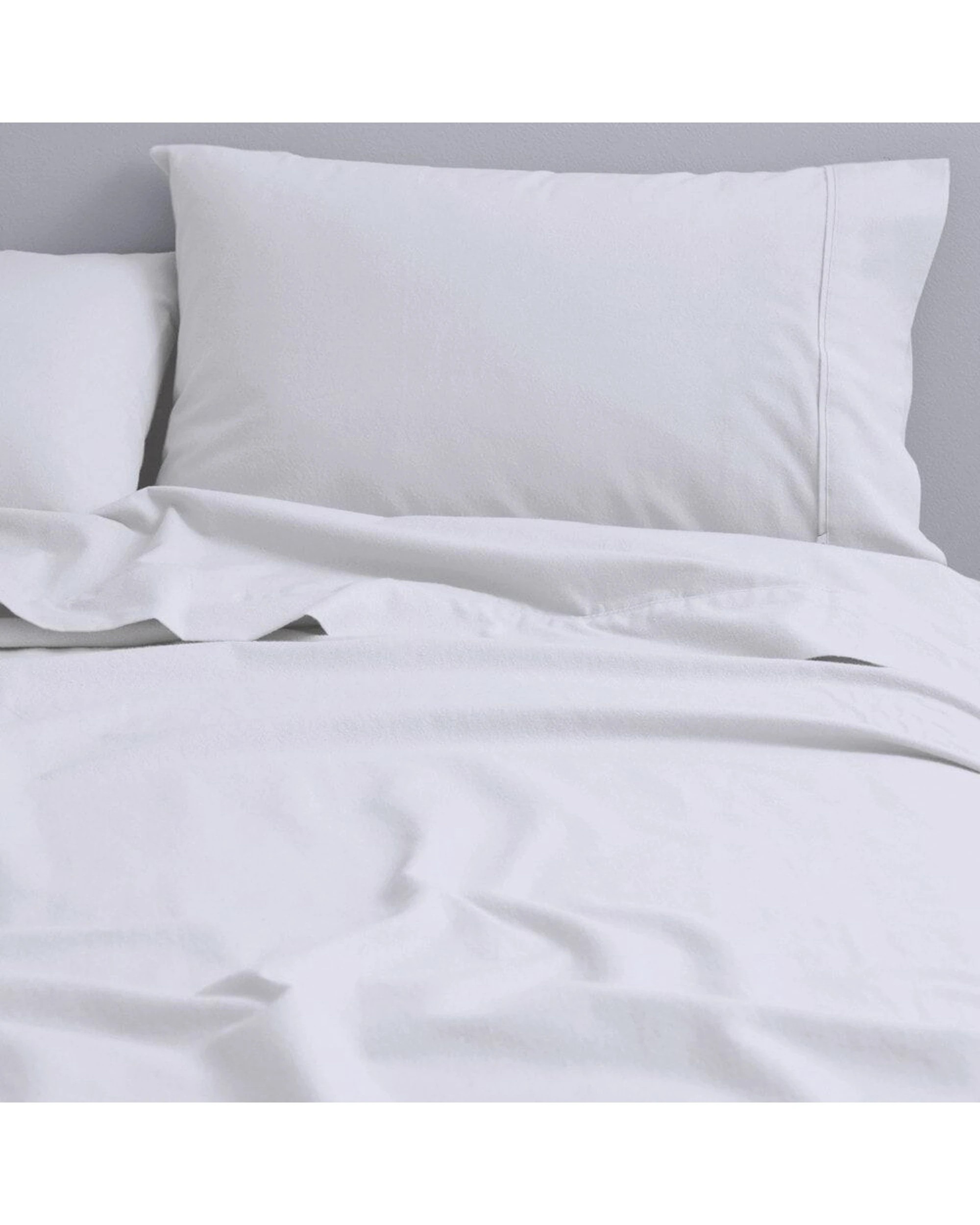 1 Canningvale Cozi Cotton Flannelette Fitted Sheet With Pillowcase Set - Double Bed - White, 1 of 5