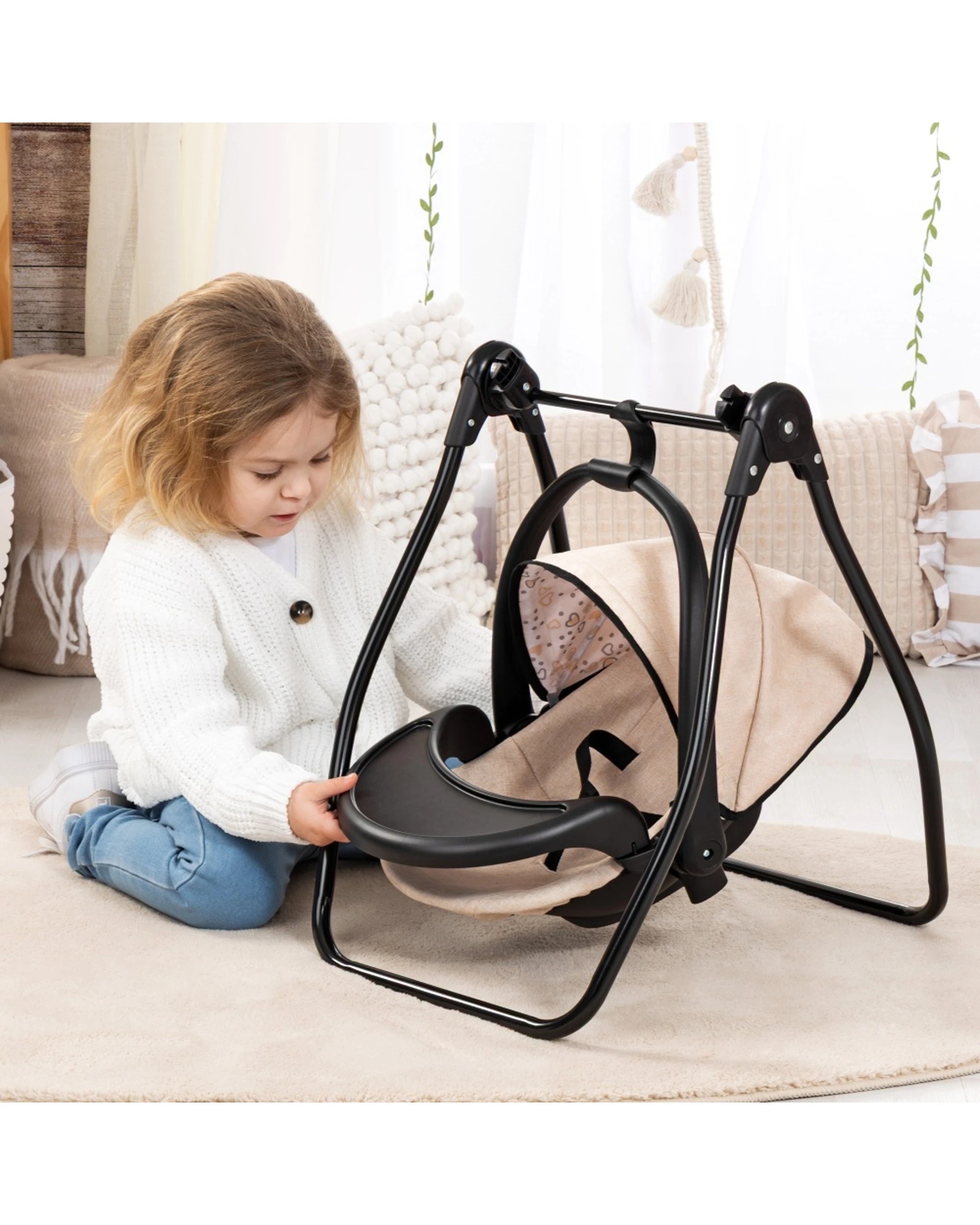 5 Bayer High Chair With Swing Set Foldable Travel Bed For Dolls 40cm - Beige, 5 of 6