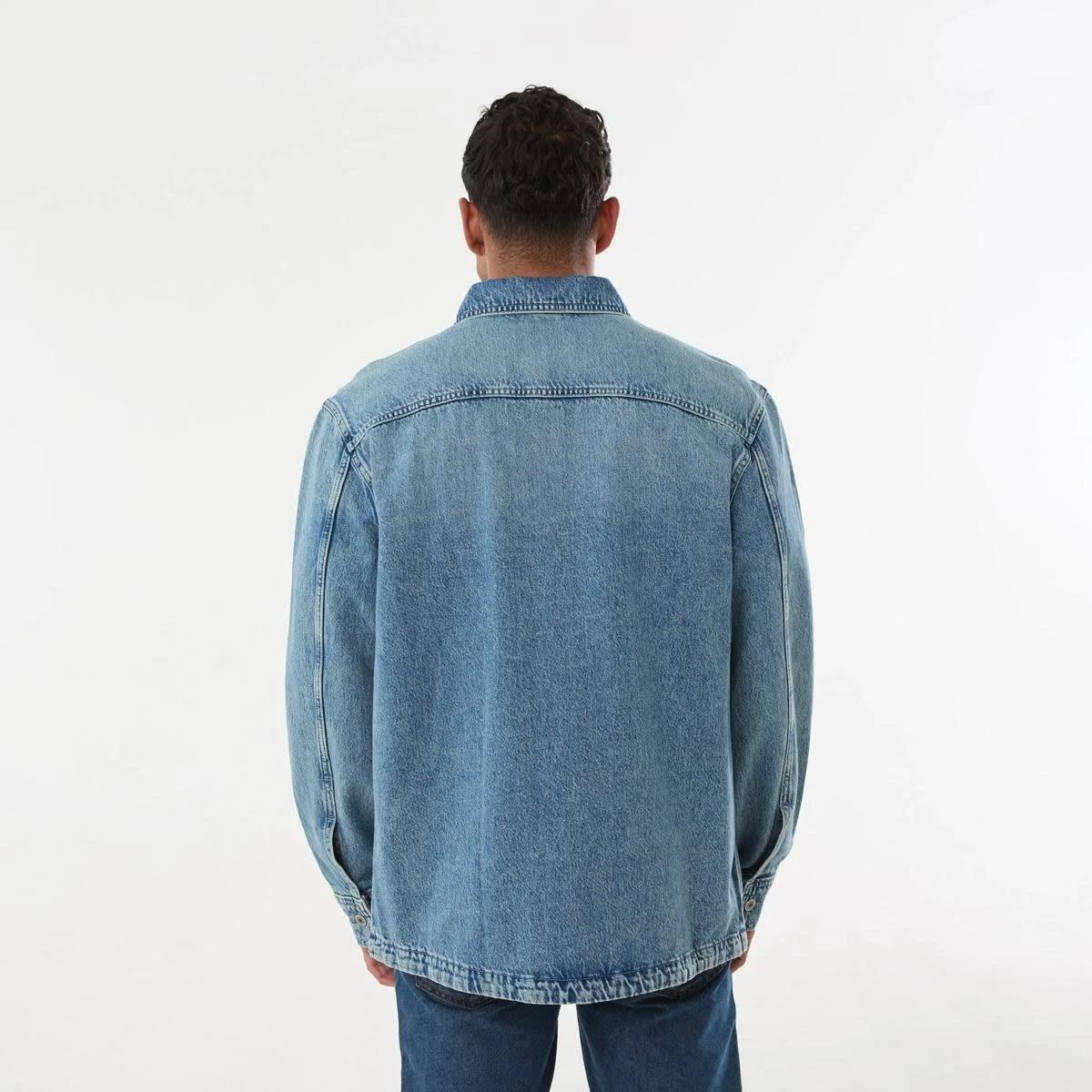 4 Long Sleeve Denim Overshirt MID DENIM WASH, 4 of 6