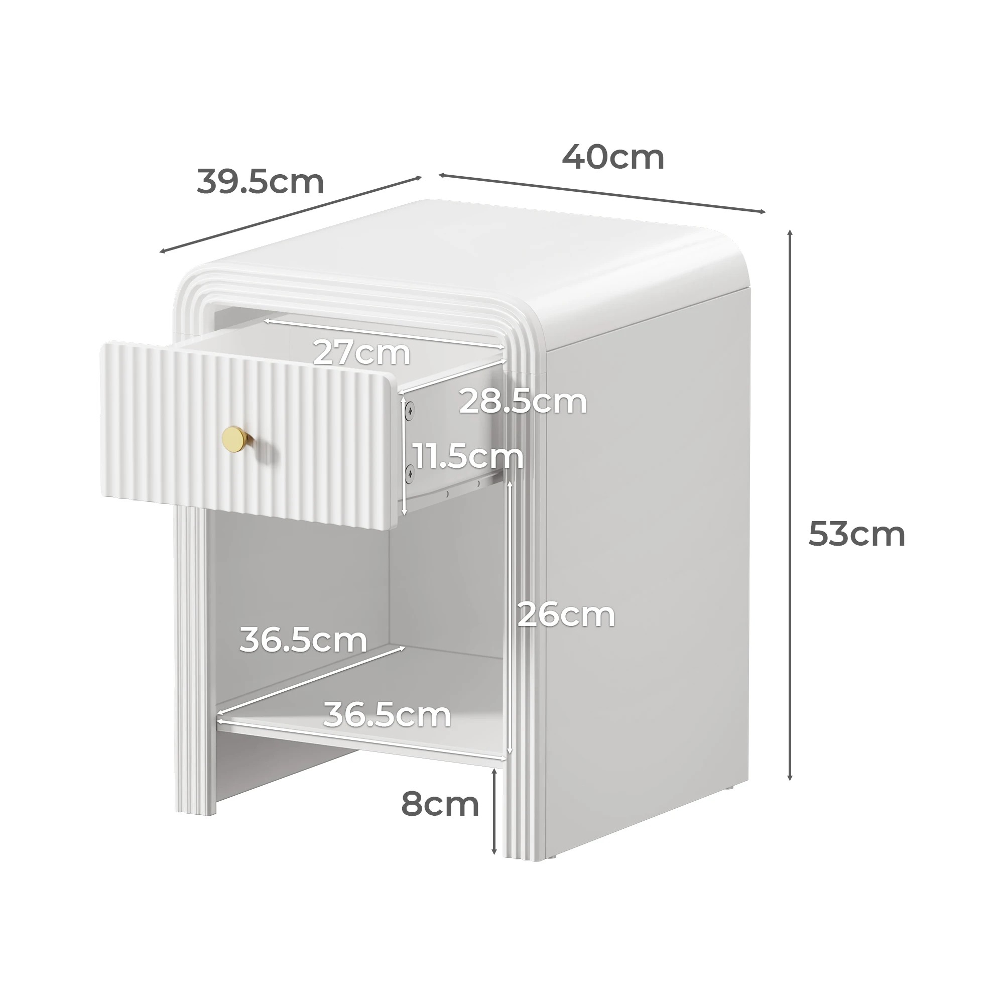 Oikiture Bedside Table Drawer and Shelf Nightstand - White - Kmart