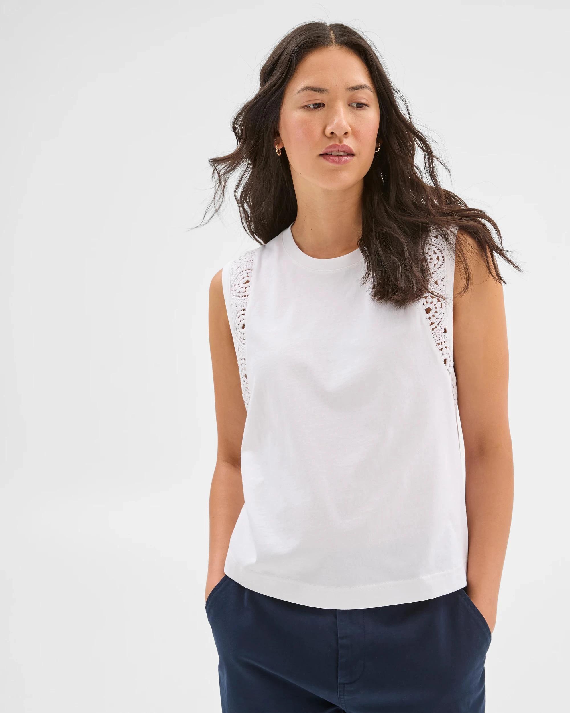 2 Target Australian Cotton Sleeveless Crochet Tank Top WHITE, 2 of 5