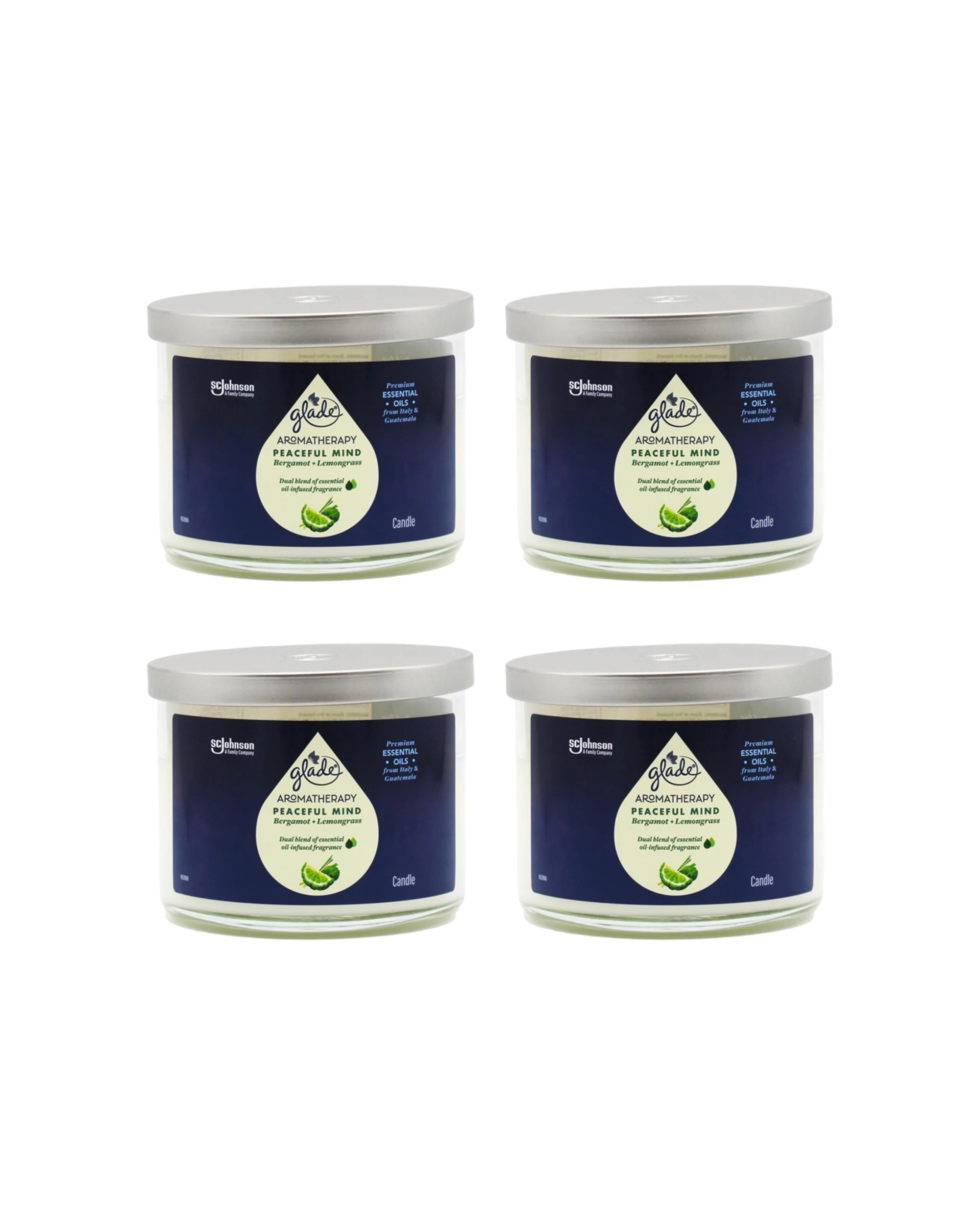 1 Glade 4PK Aromatherapy Peaceful Mind Candle Bergamot Lemongrass Scented - Blue, 1 of 3