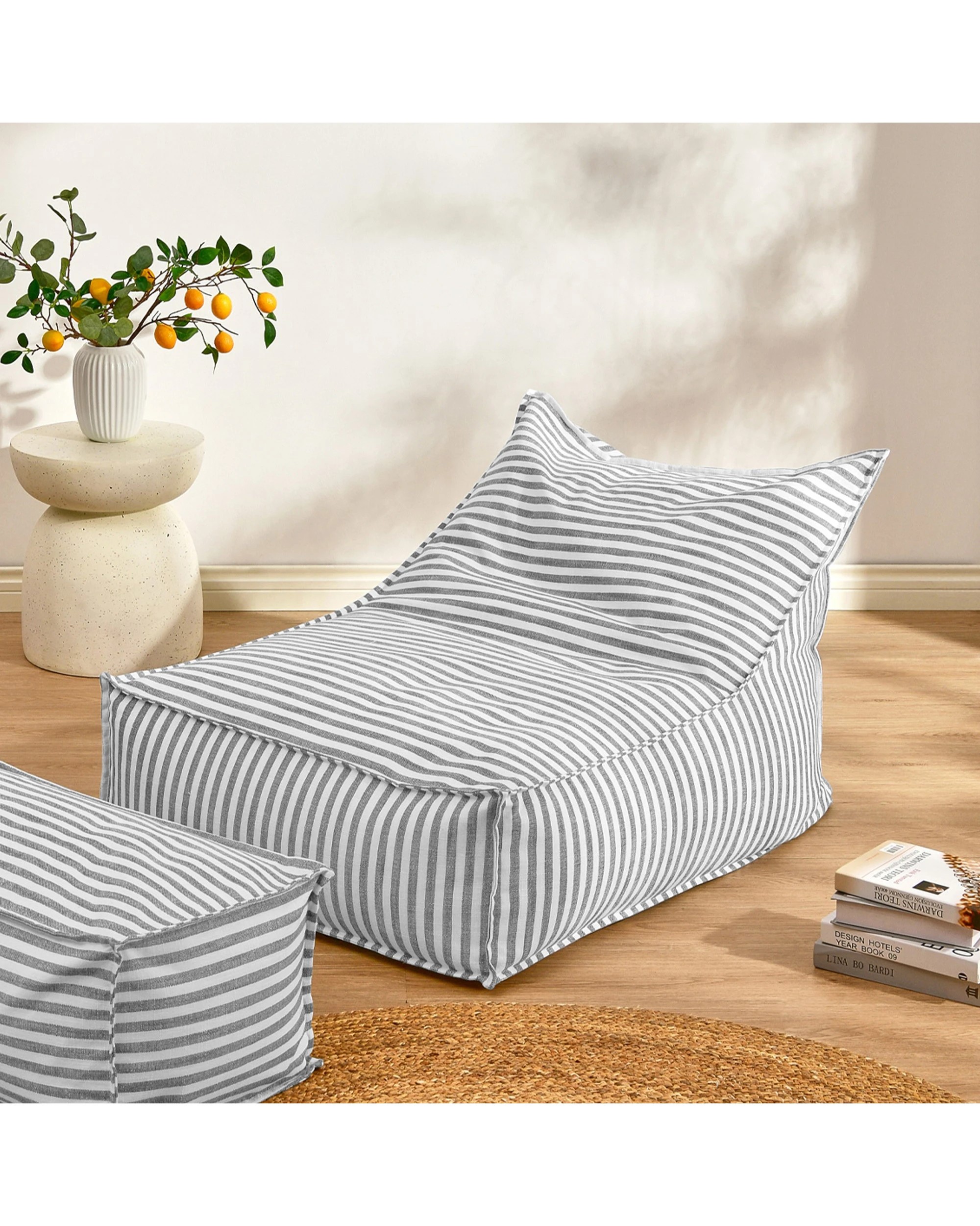 6 Cadence & Co. Oscar Faux Linen One Seater Bean Bag Lounge Cover - Dove Grey, 6 of 7