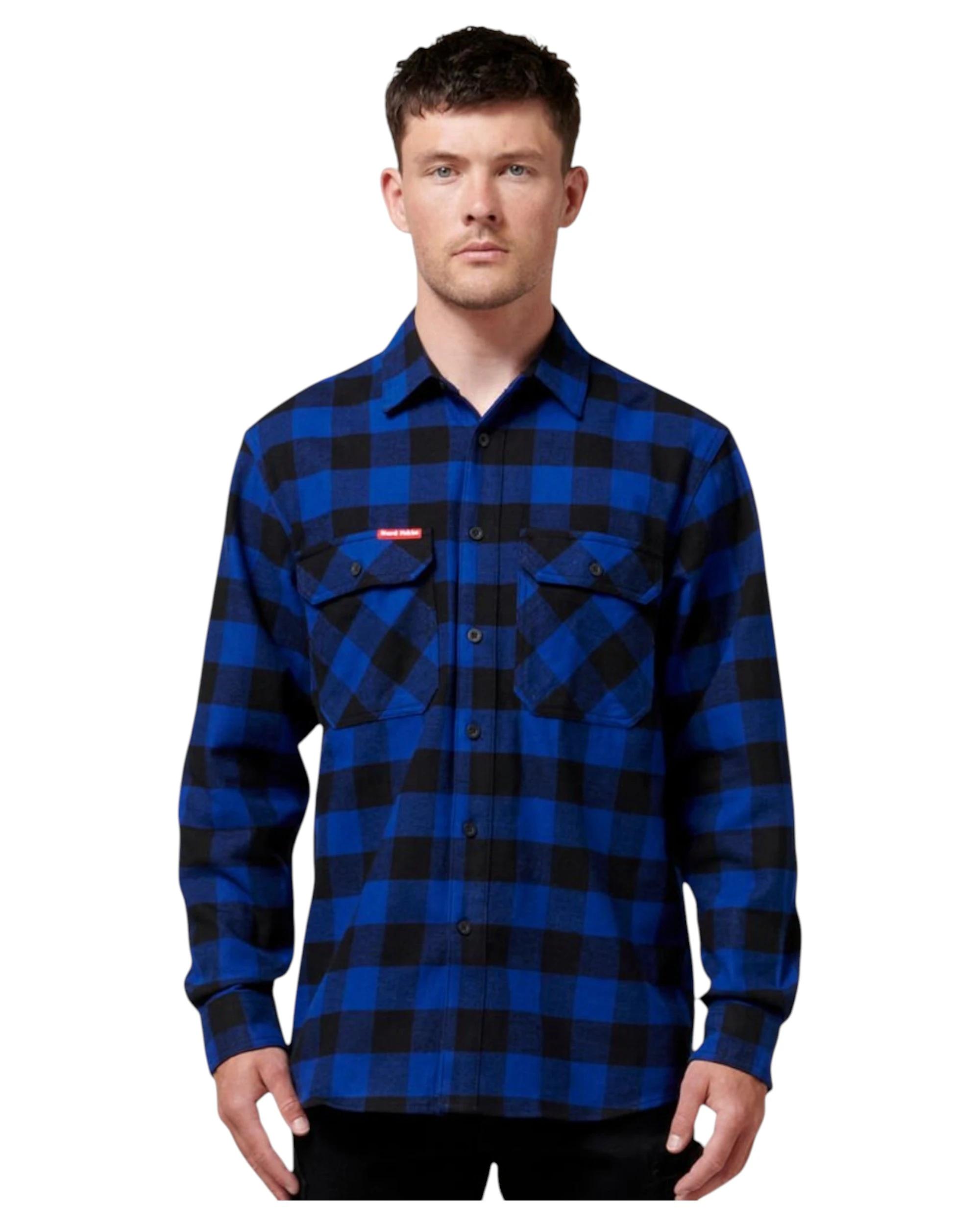 4 Hard Yakka Mens Foundation New Check Flannel Shirt Blue Y07295 BLUE CHECK, 4 of 6