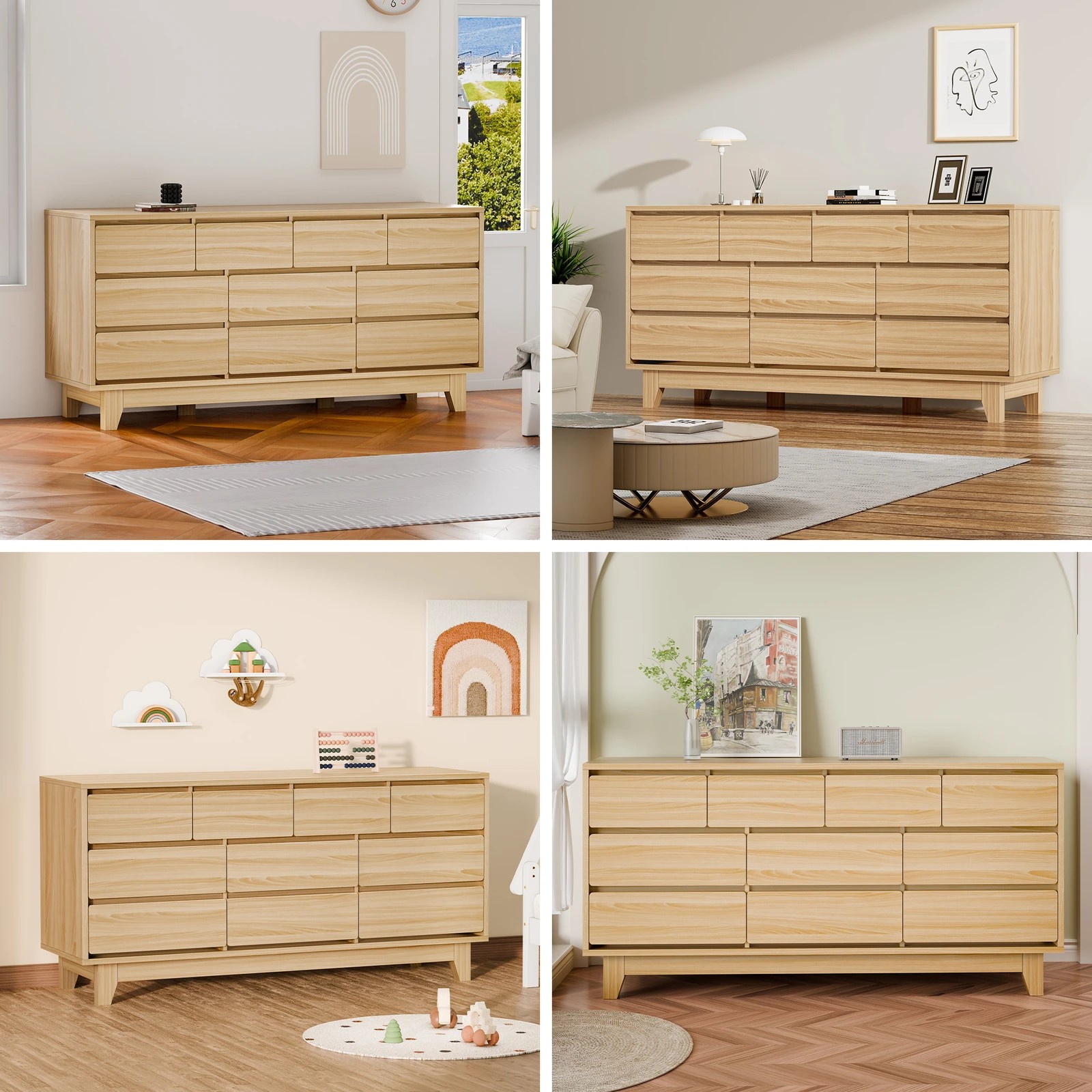 4 Alfordson 10 Chest of Drawers Minimalist Storage Cabinet Dresser - Oak, 4 of 10