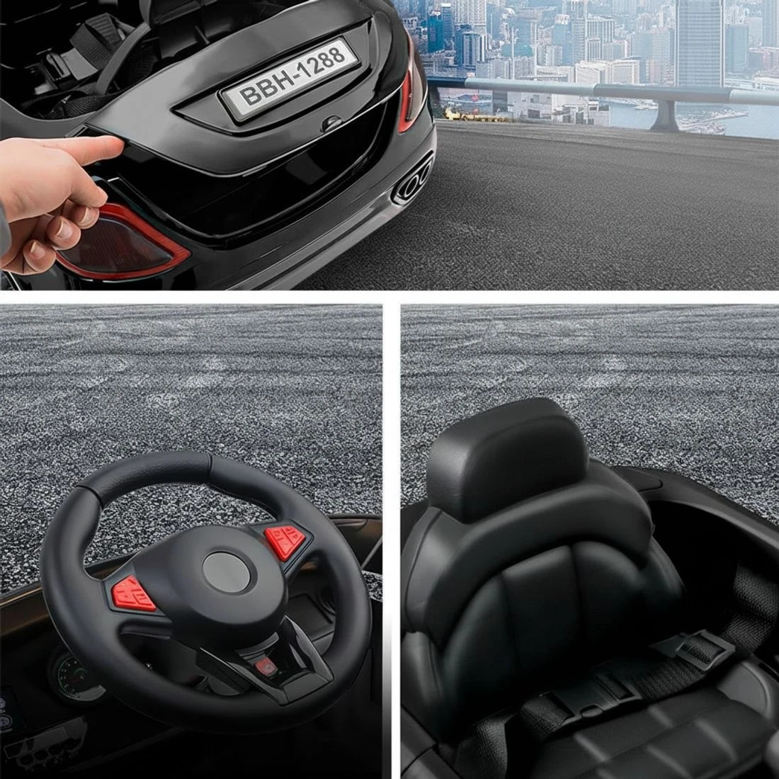 6 Rigo Kids Electric Ride On Car Toys Cars Horn Music Remote Control 12V - Black, 6 of 8