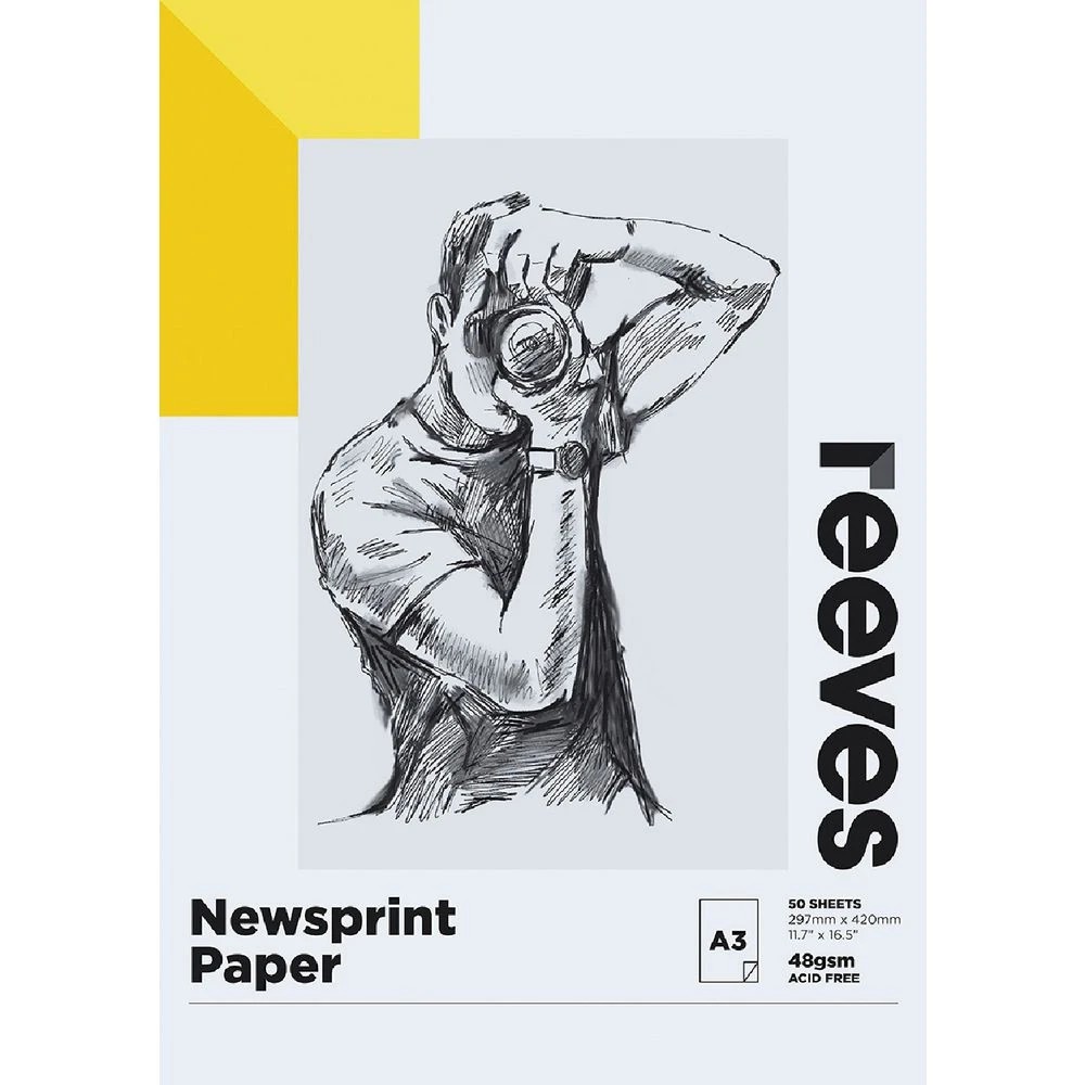 1 Reeves Newsprint Paper Pad 48gsm 50 Sheets A3, 1 of 1