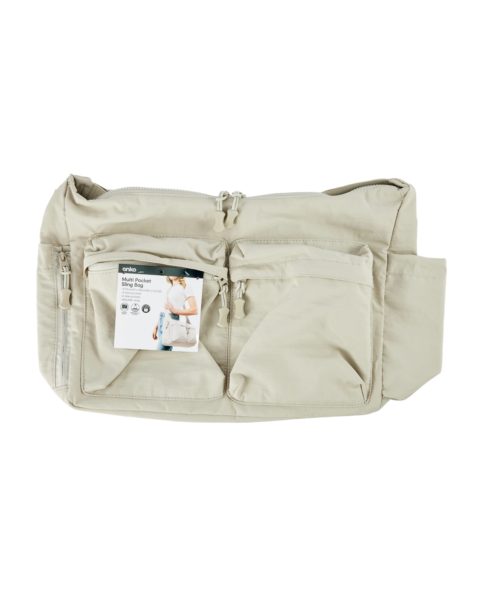 10 Multi Pocket Sling Bag - Beige, 10 of 10