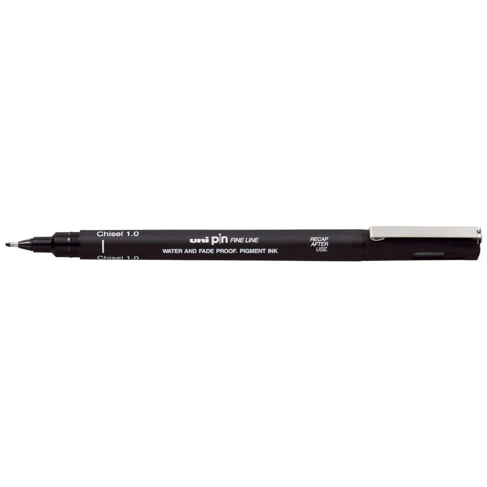 1 Uni Pin Fineliner 1 mm Chisel Tip Black, 1 of 3
