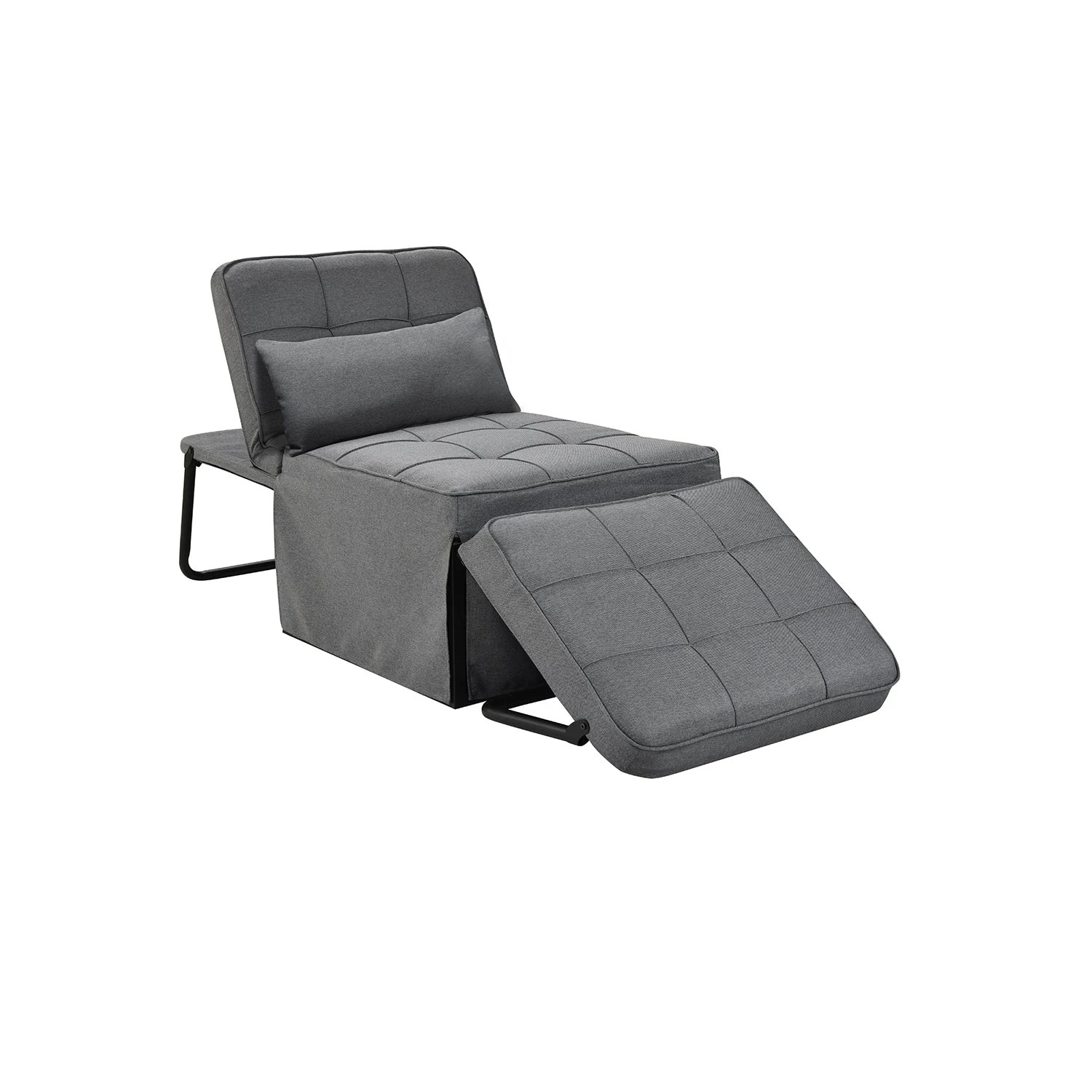 1 Foret 1-seater Sofa Bed Lounge Ottoman Adjustable Couch Recliner Light Grey, 1 of 8