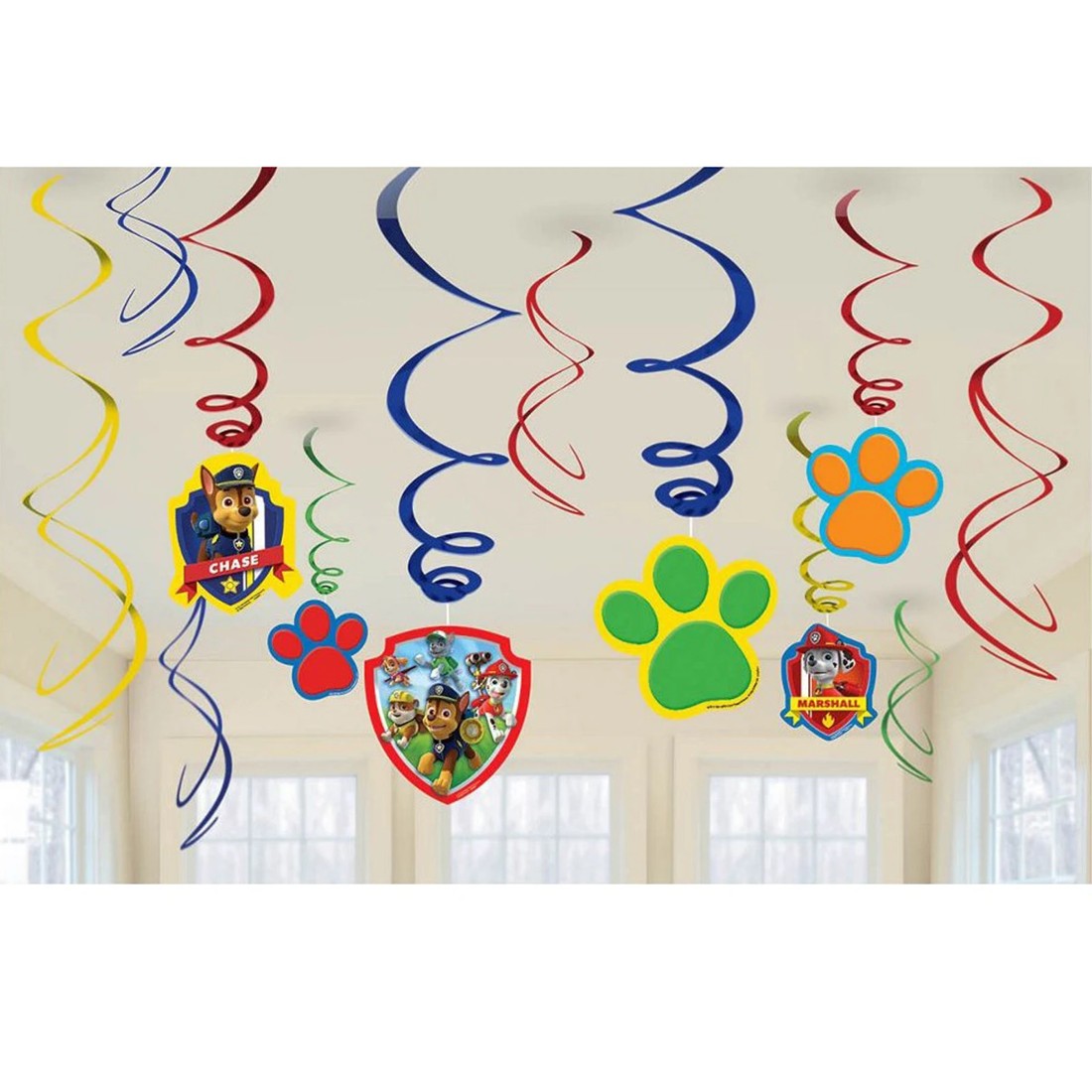 1 Amscan Paw Patrol Swirl Decorations Pack of 12, 1 of 1