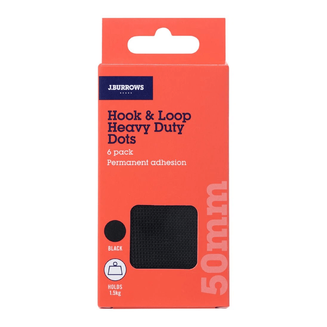 1 J.Burrows Hook & Loop Heavy Duty Adhesive Dots 50mm 6PK, 1 of 3