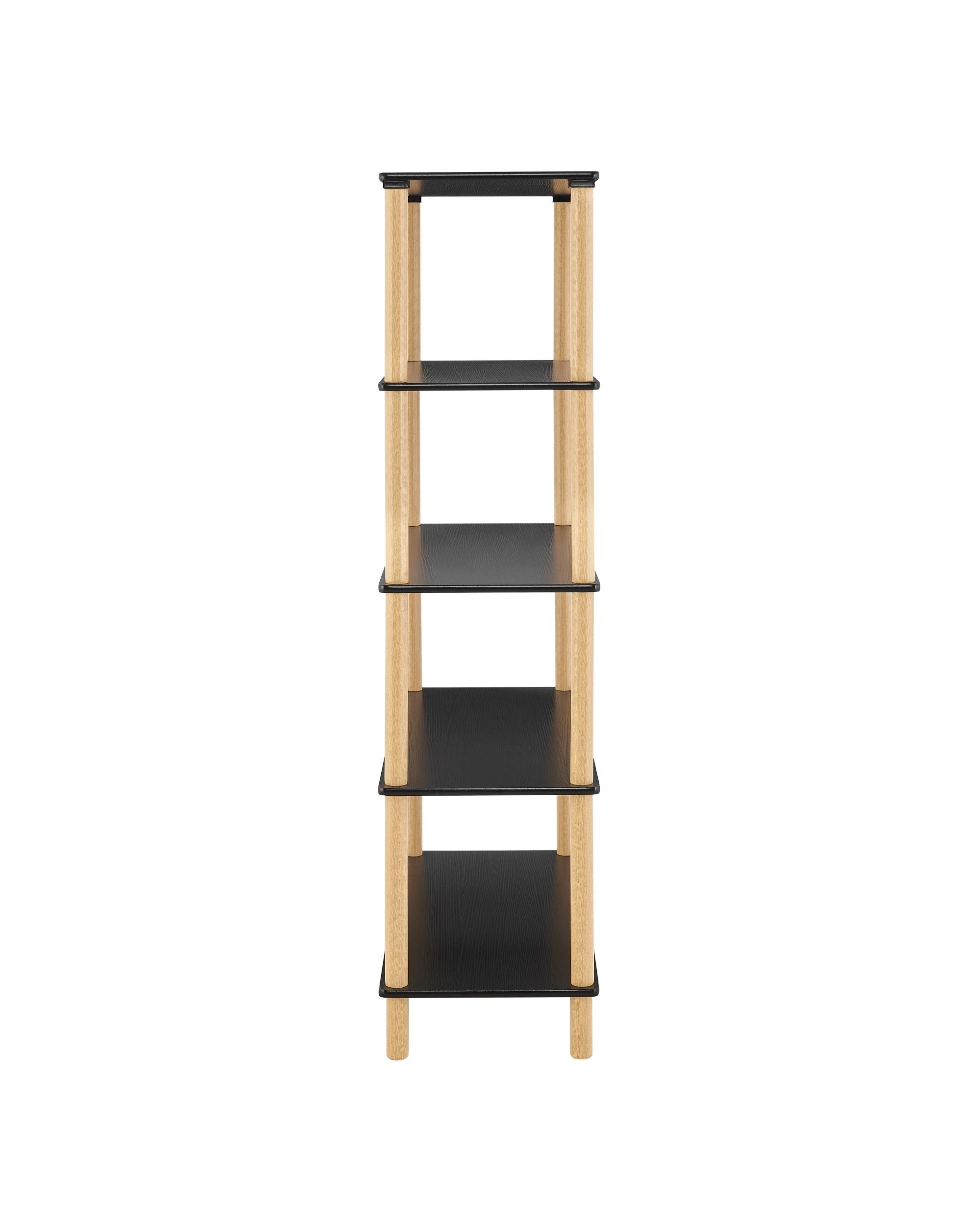5 Kodu Open Shelf Unit Shelving Display Rectangular 5 Levels Black and Oak, 5 of 10