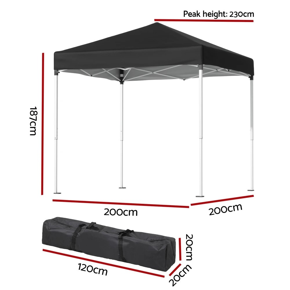 2 Instahut Gazebo 2x2m Outdoor Patio Garden Marquee Shade - Black, 2 of 6