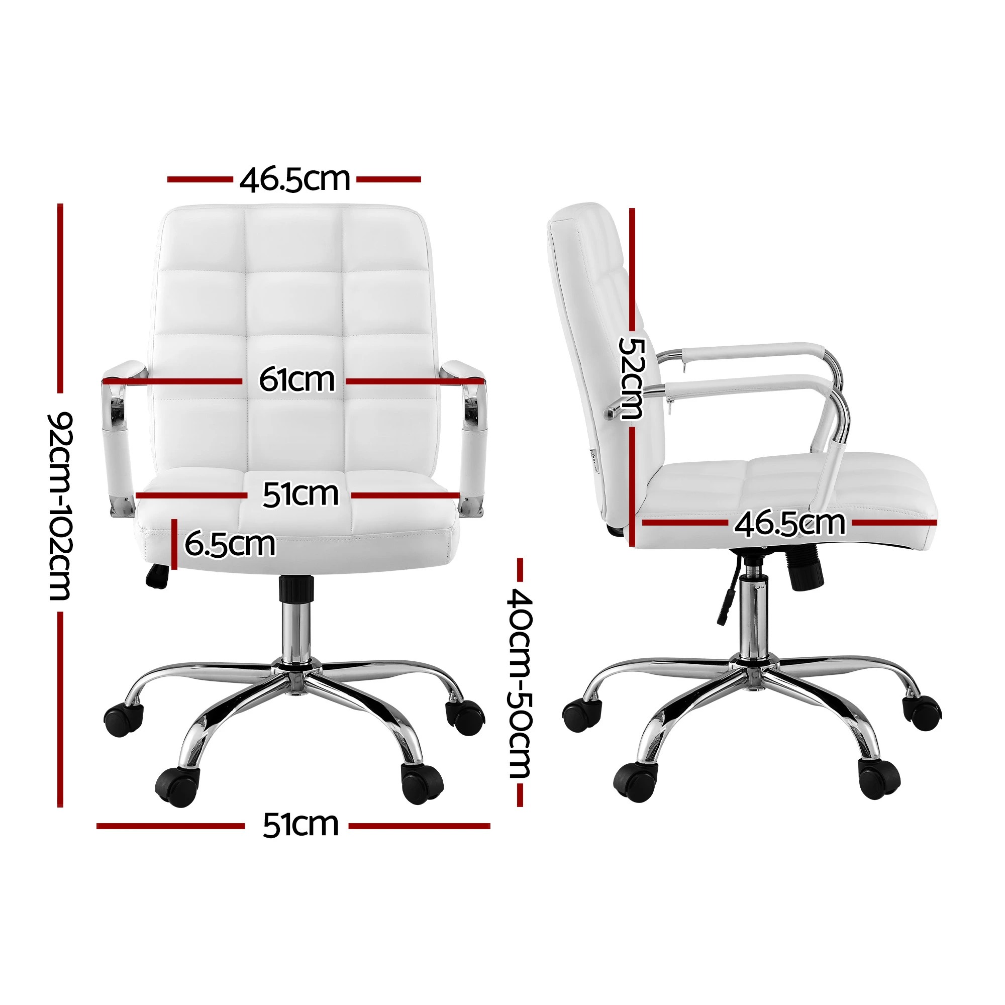3 Artiss Executive Office Chair Ergonomic Computer Desk Vanity Chair PU Leather - White, 3 of 9