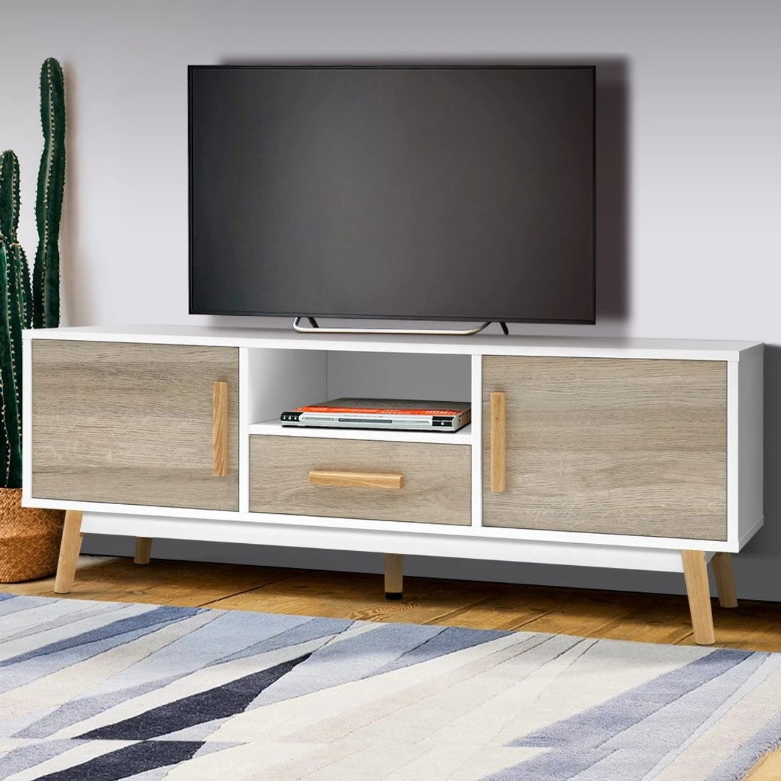 9 Artiss TV Cabinet Entertainment Unit 120cm Wood Gino - White, 9 of 9