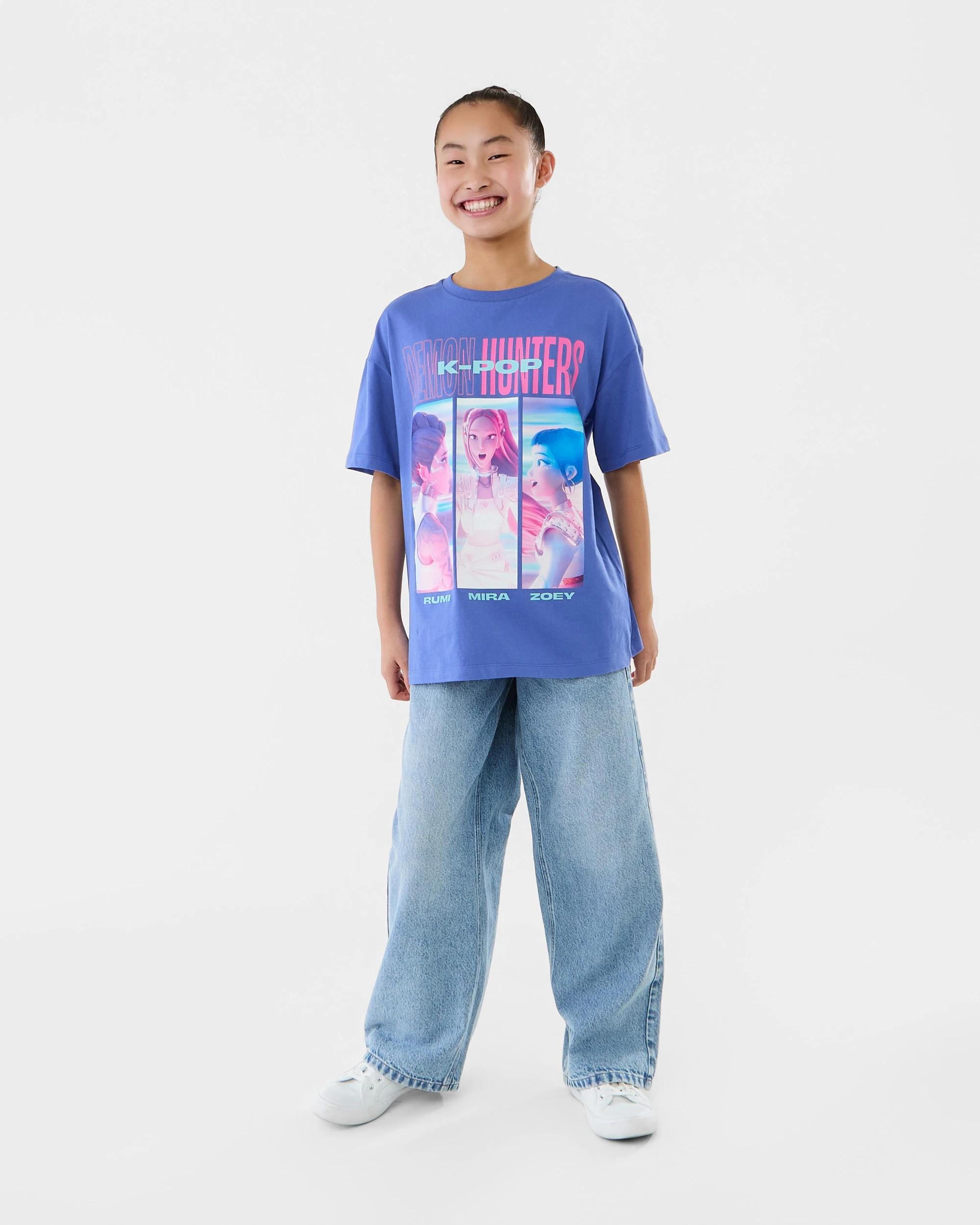 6 KPop Demon Hunters Huntrix License Oversized T-shirt Blue Dh, 6 of 7