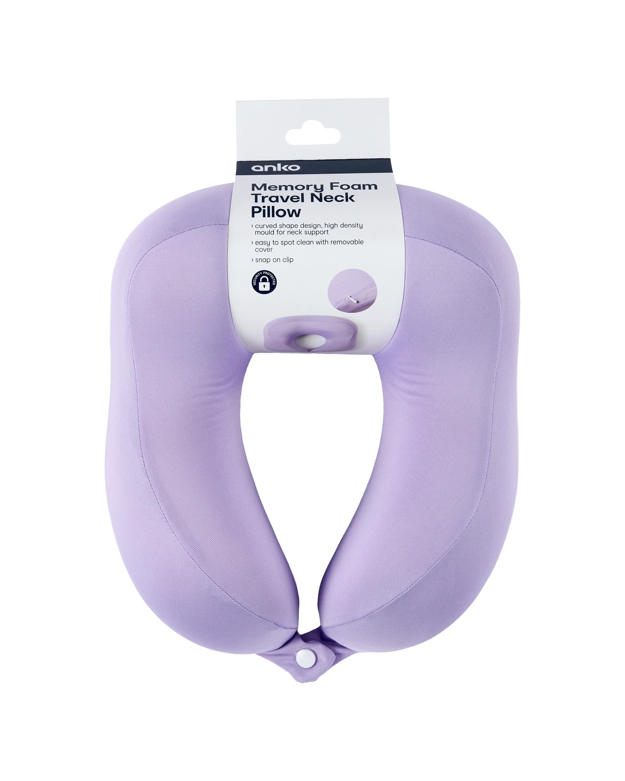 6 Memory Foam Travel Neck Pillow - Lilac, 6 of 6
