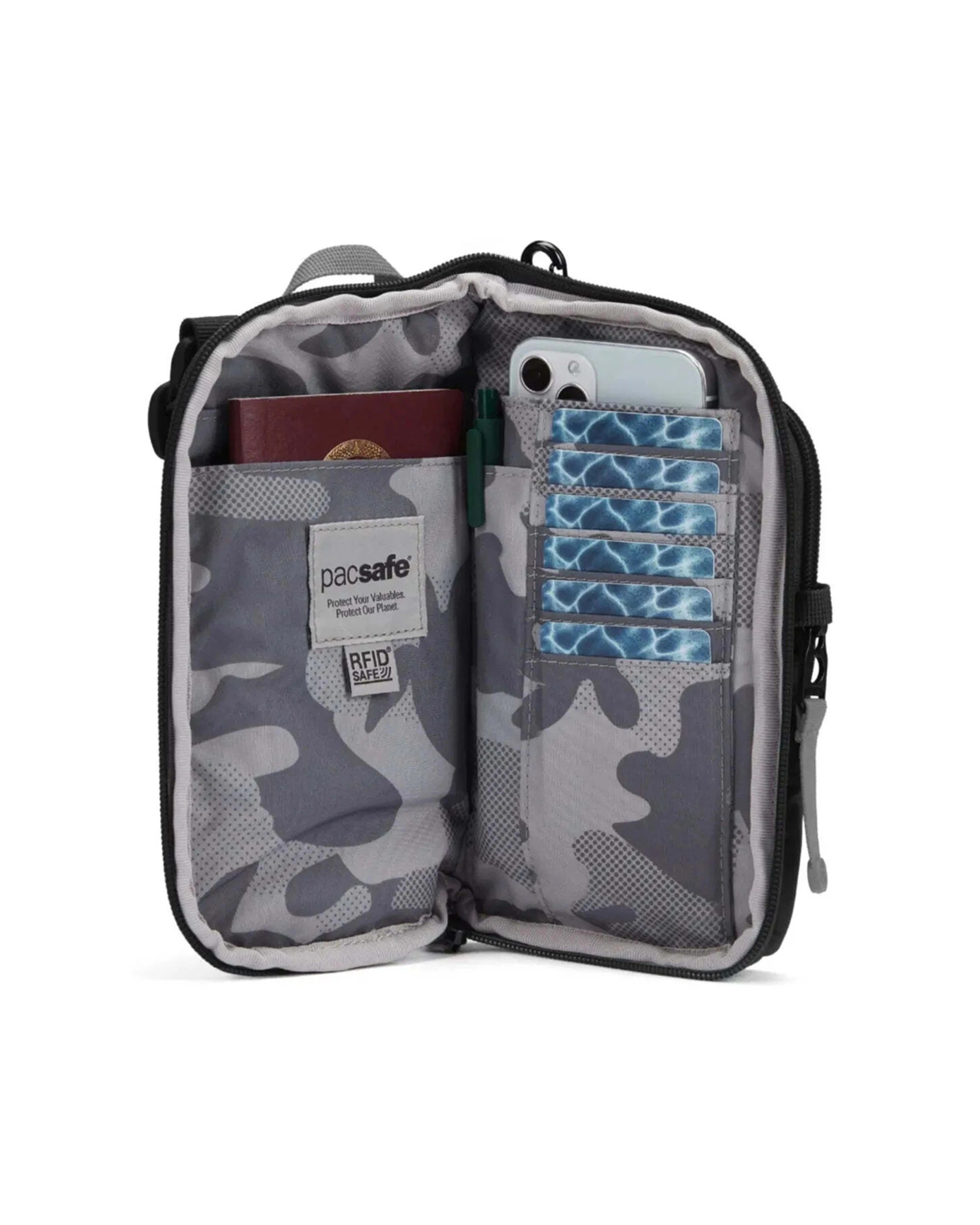 6 Pacsafe Go Anti-Theft Tech Crossbody Bag Lockable Compartments Adjustable Strap - Black, 6 of 8
