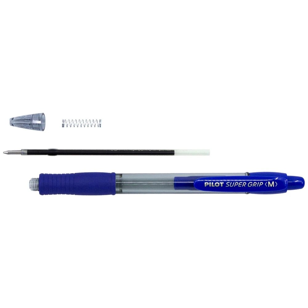 4 PILOT SuperGrip Retractable Ballpoint Medium 1mm Blue 4 Pack, 4 of 8