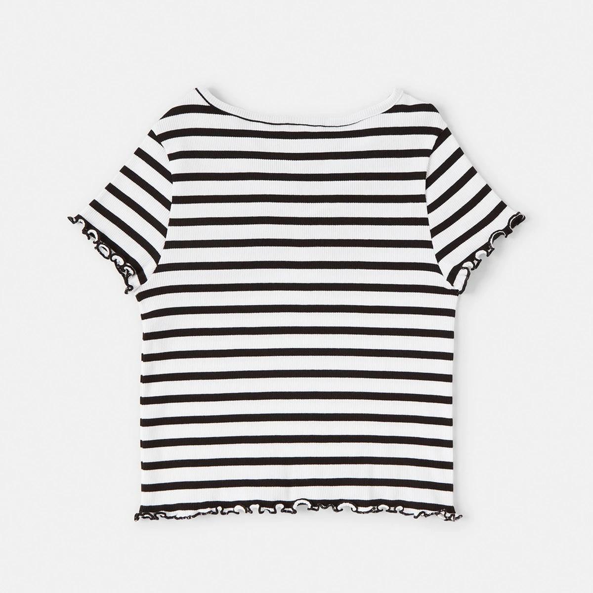 10 Ruched V-Neck Top Blk Stripe, 10 of 10