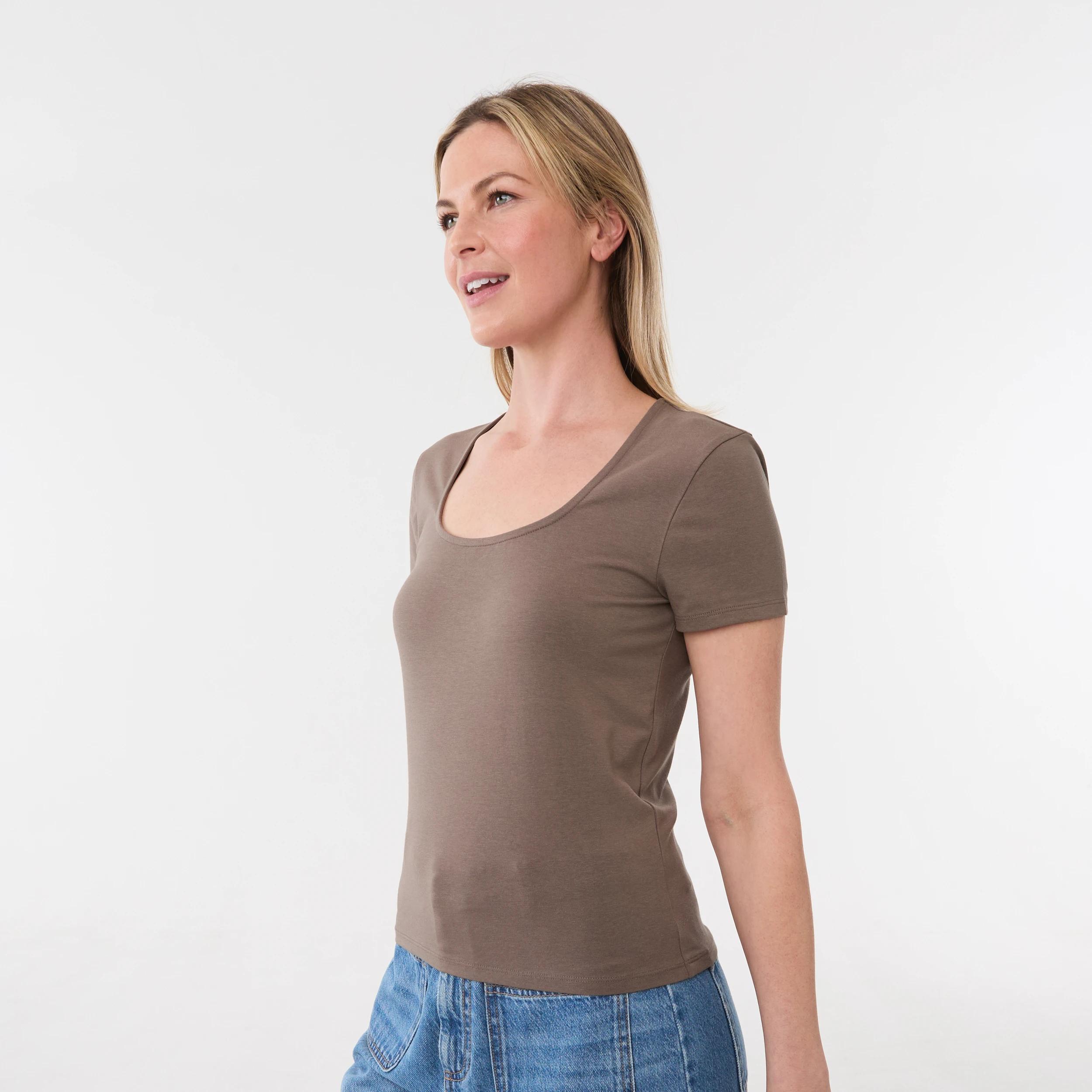 2 Short Sleeve Fitted T-shirt DEEP TAUPE, 2 of 5