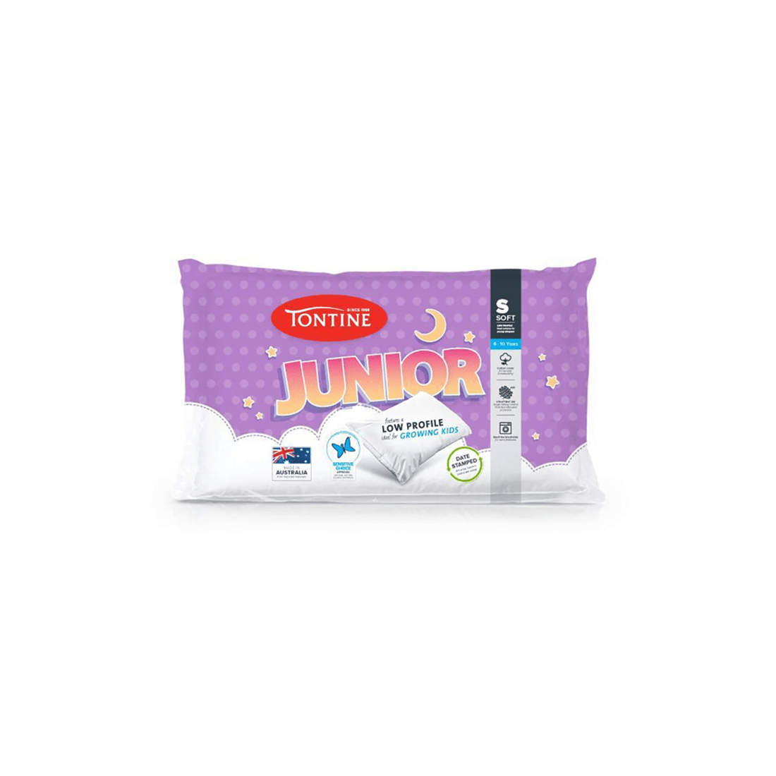 1 Tontine 46x72cm Junior 6-10yrs Kids Soft Cotton Pillow Low Profile
 - White, 1 of 3