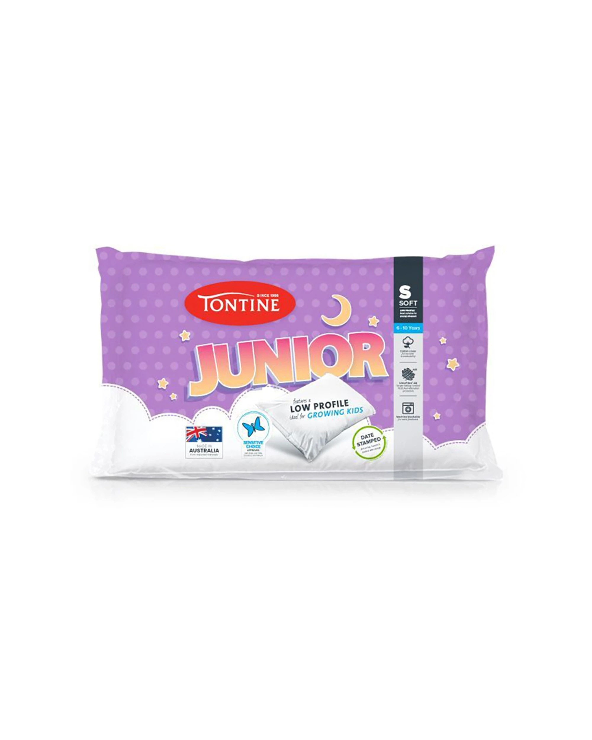 1 Tontine 46x72cm Junior 6-10yrs Kids Soft Cotton Pillow Low Profile
 - White, 1 of 3