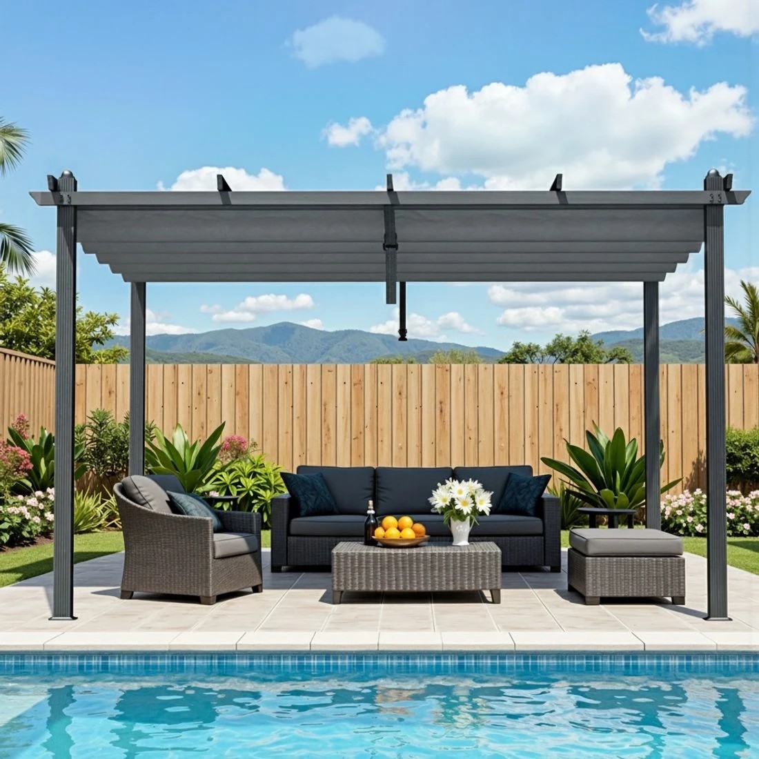 4 Instahut Gazebo Outdoor Garden Pergola Aluminium Frame Adjustable Canopy 3x4m - Grey, 4 of 7